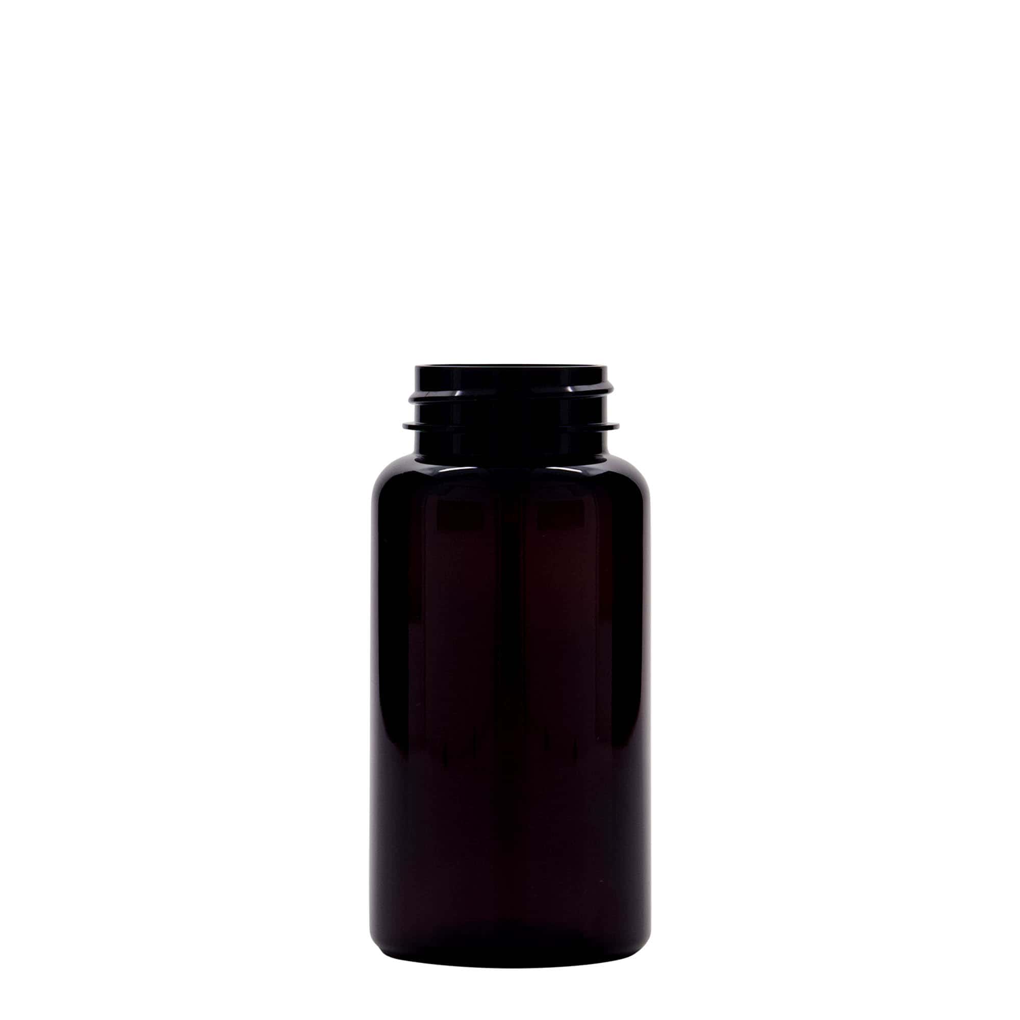 PET dóza 150 ml, plast, hnědá, uzávěr: GPI 38/400