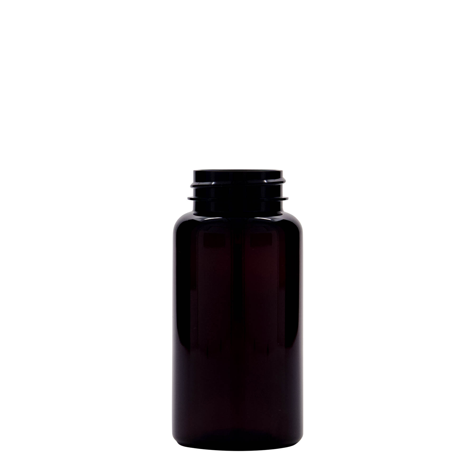 150 ml PET obal, plast, hnědý, hrdlo: 38/400