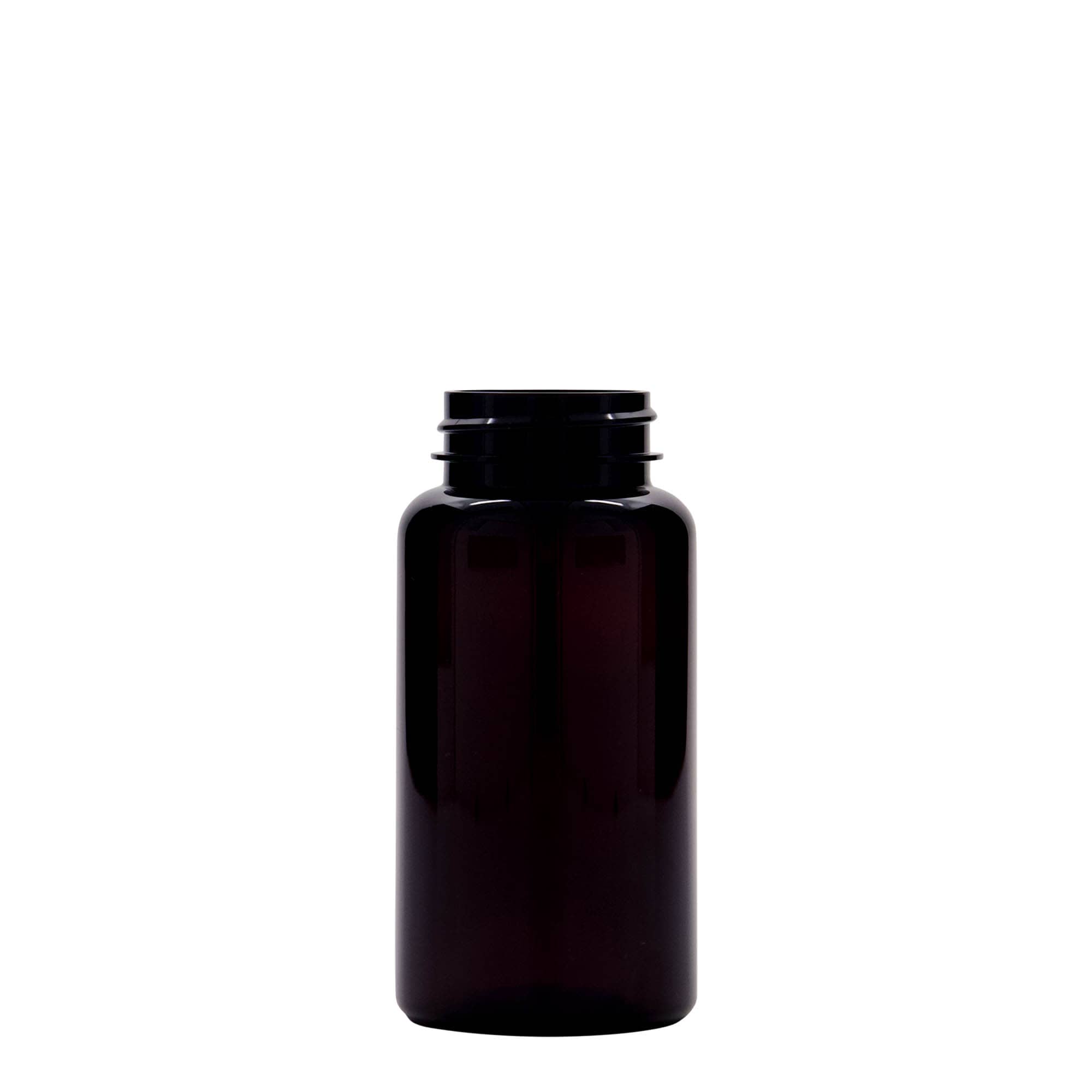 150 ml PET obal, plast, hnědý, hrdlo: 38/400