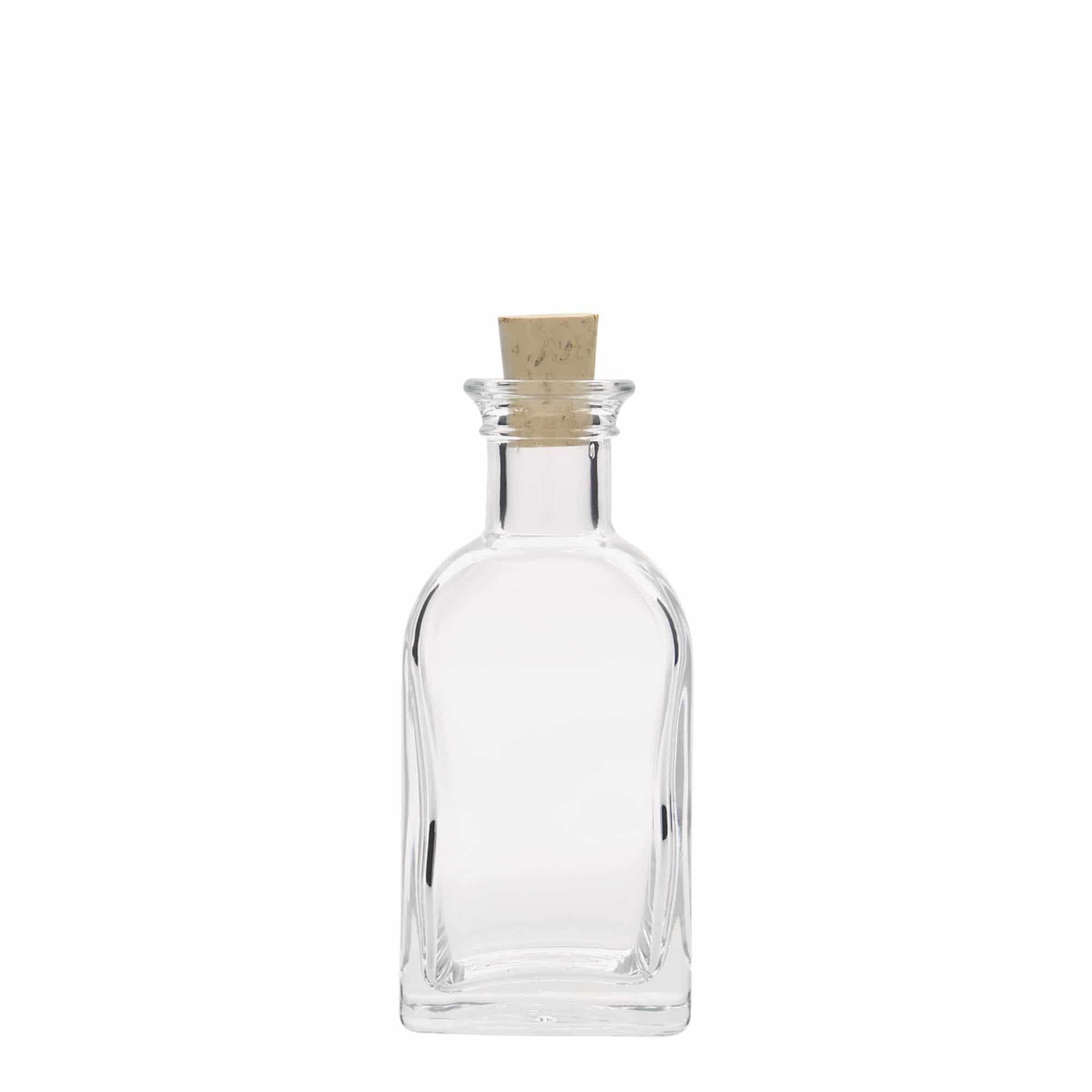 100 ml skleněná lahvička Apotheker Carré, čtvercová, hrdlo: korek