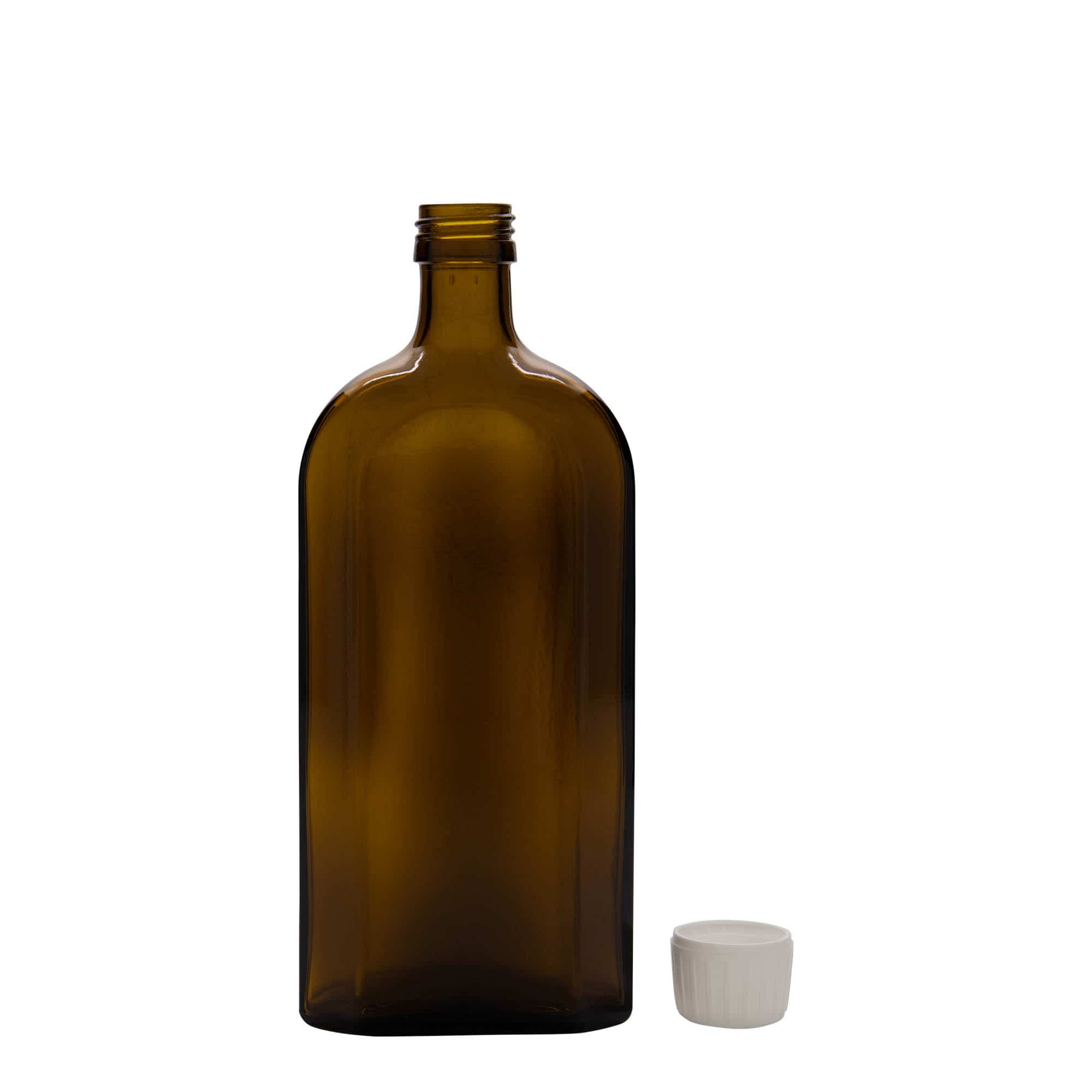 Lékovka Meplat 500 ml, oválná, sklo, hnědá, ústí: PP 28