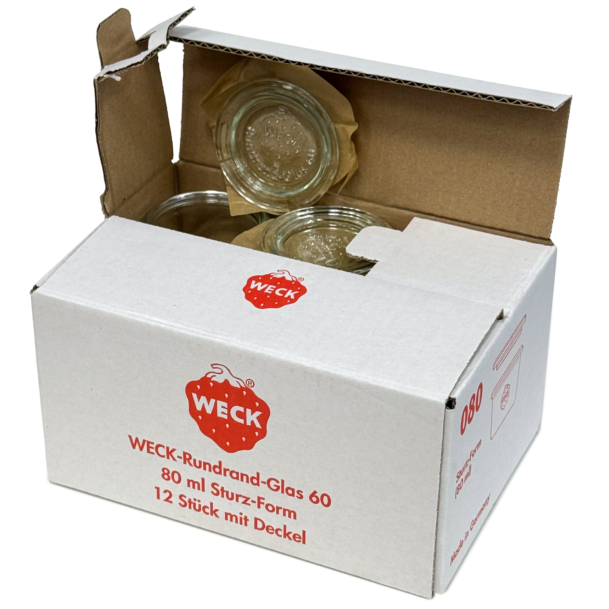 12x 80 ml WECK zavařovací sklenice se skleněným víčkem RR 60
