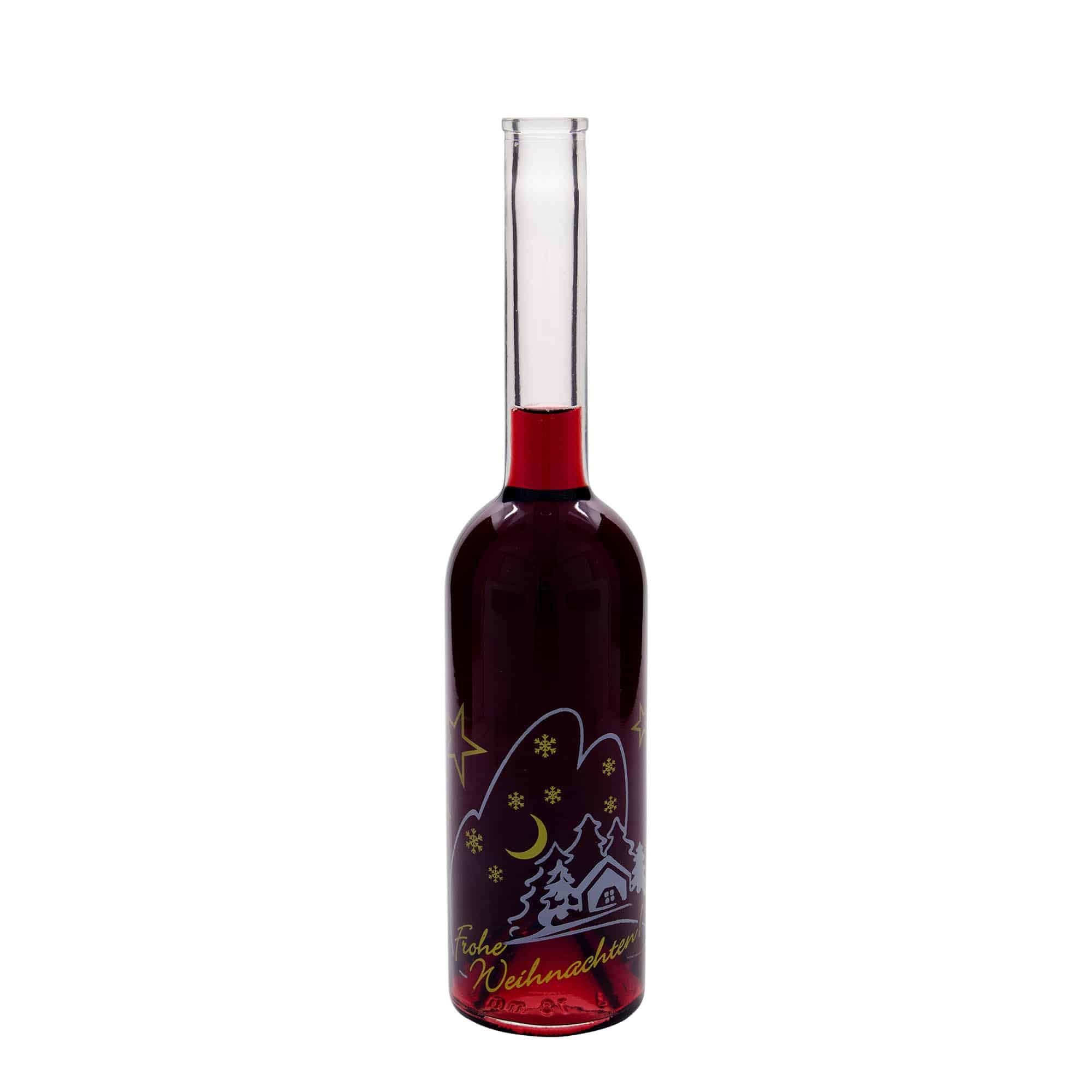 500 ml skleněná láhev 'Opera', motiv: vánoční idyla, hrdlo: korek