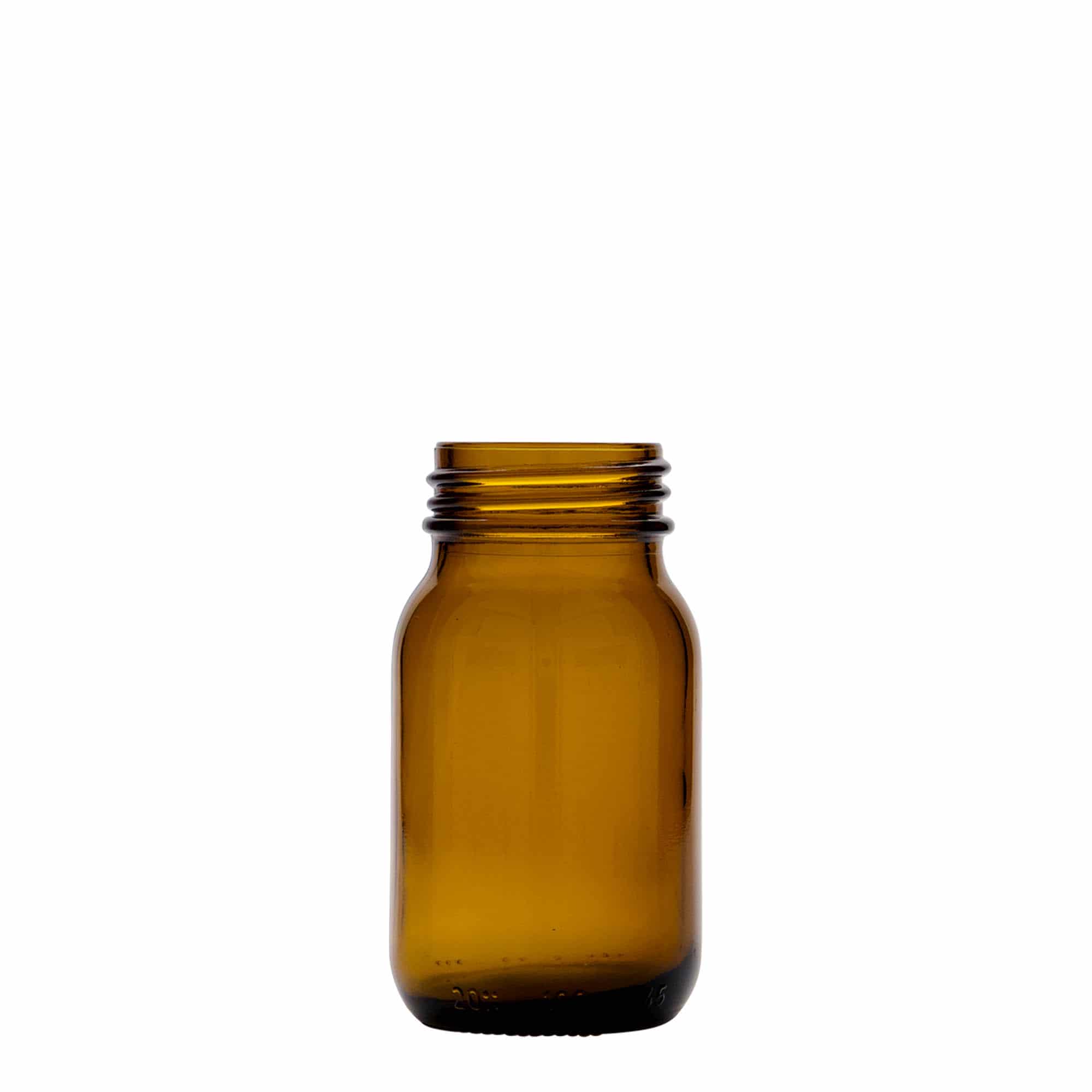 Sklenice s širokým hrdlem 100 ml, hnědá, uzávěr: DIN 40 Sklenice s širokým hrdlem 100 ml, hnědá, uzávěr: DIN 40