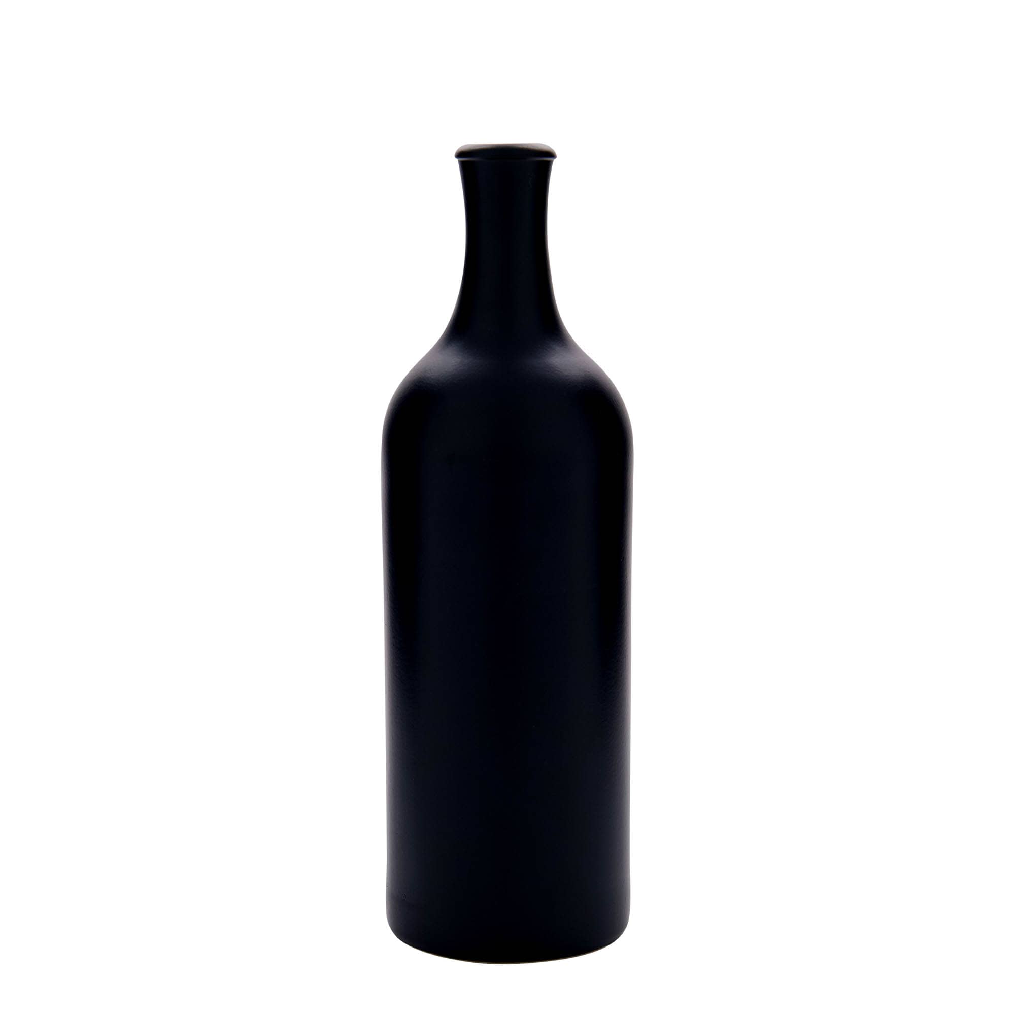 750 ml keramický džbán s dlouhým hrdlem, kamenina, černý, hrdlo: korek