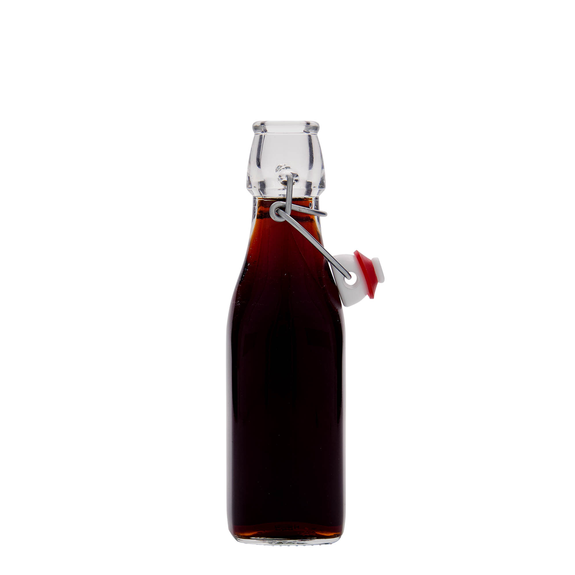 250 ml skleněná láhev „Swing, čtvercová, hrdlo: s klipem