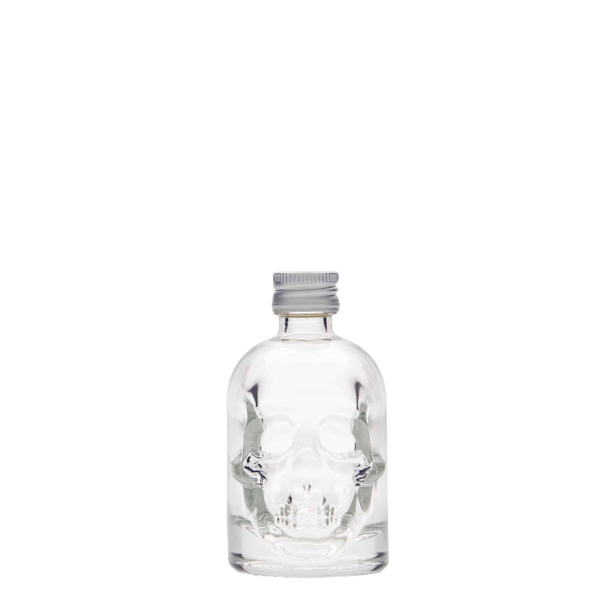 Skleněná lahev 50 ml 'Lebka', uzávěr: PP 18