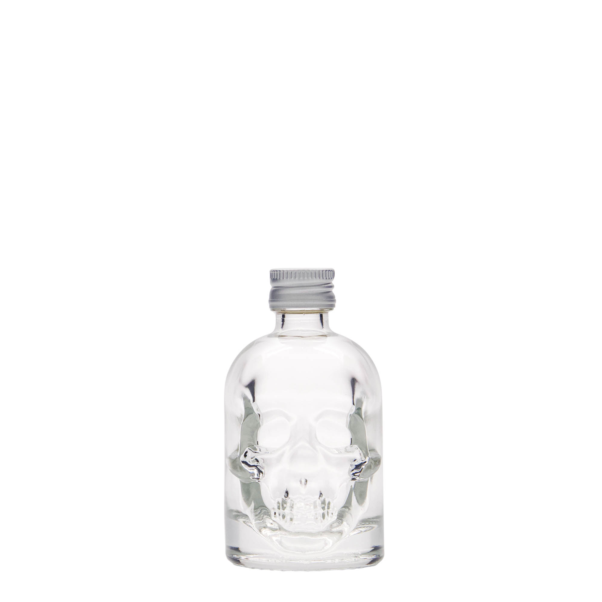50 ml skleněná lahvička 'Lebka', hrdlo: PP 18