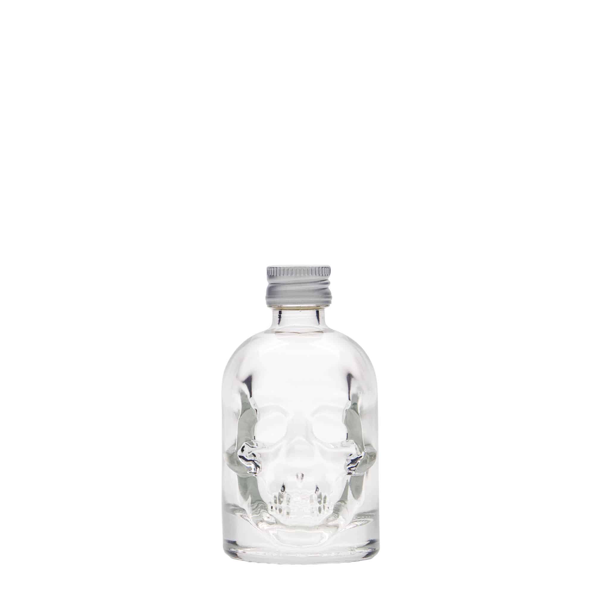 50 ml skleněná lahvička 'Lebka', hrdlo: PP 18