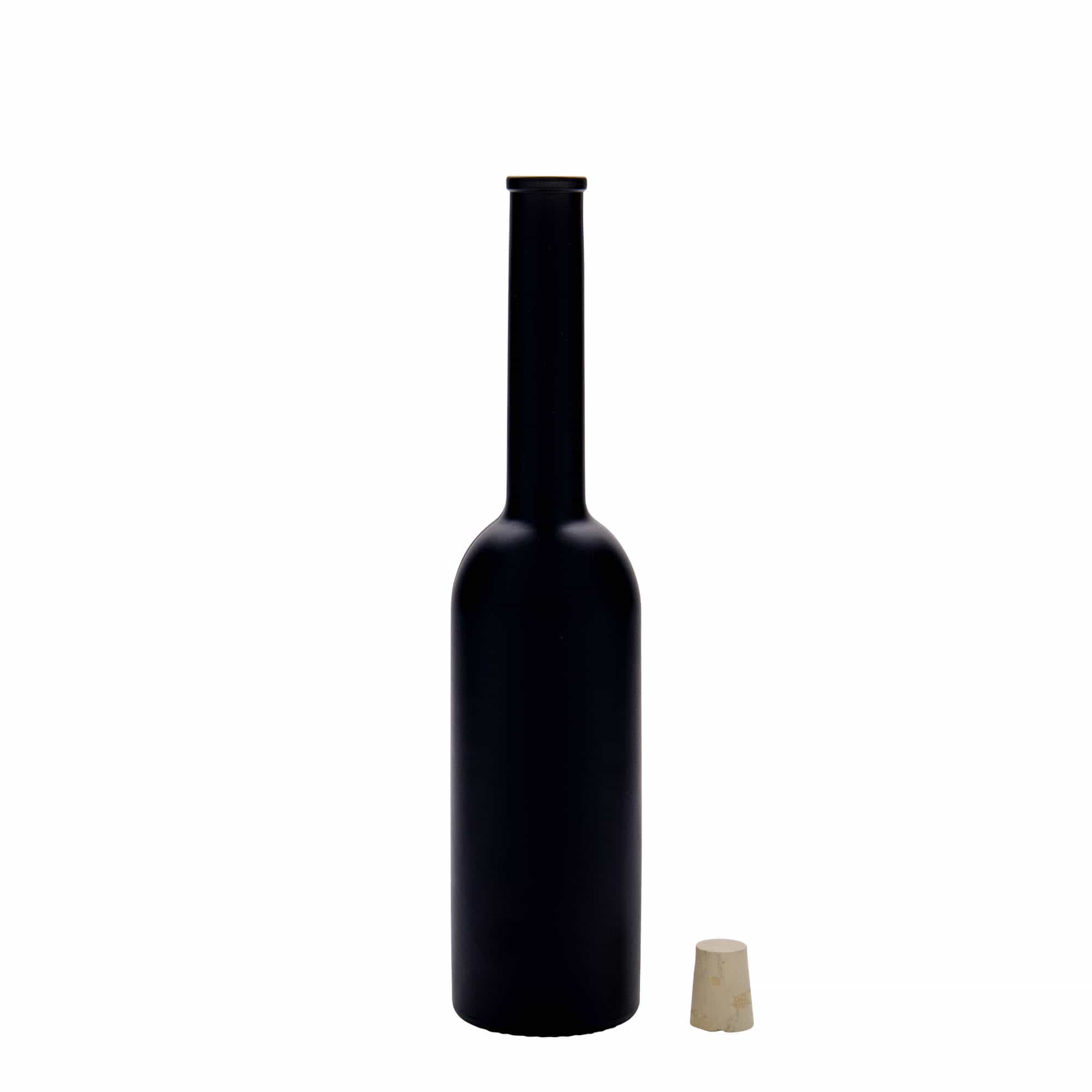 200 ml skleněná láhev 'Opera', černá, hrdlo: korek