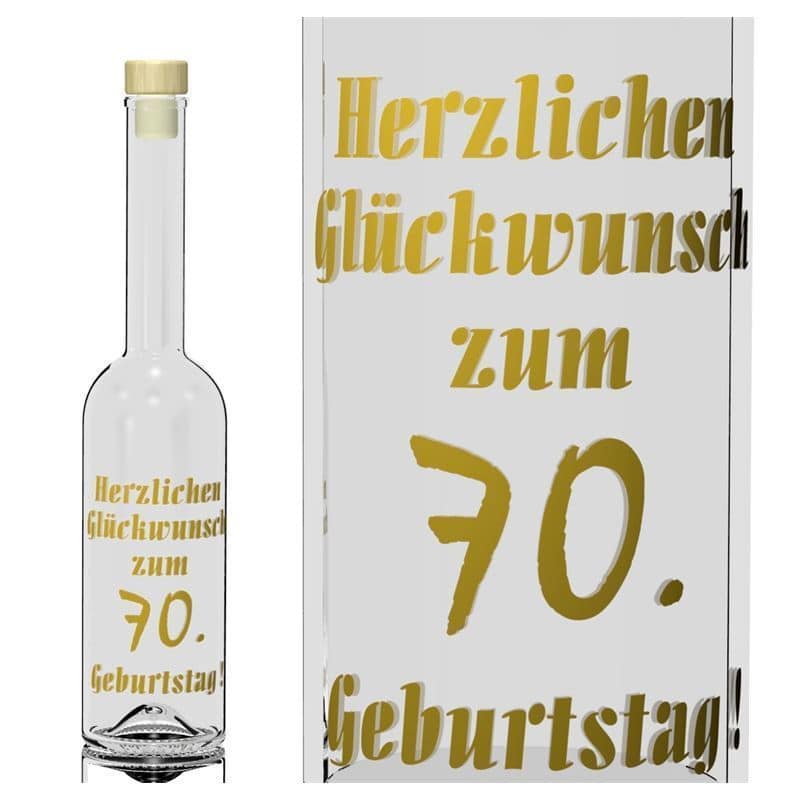 Skleněná lahev 500 ml 'Opera', motiv: 70 let, uzávěr: korek