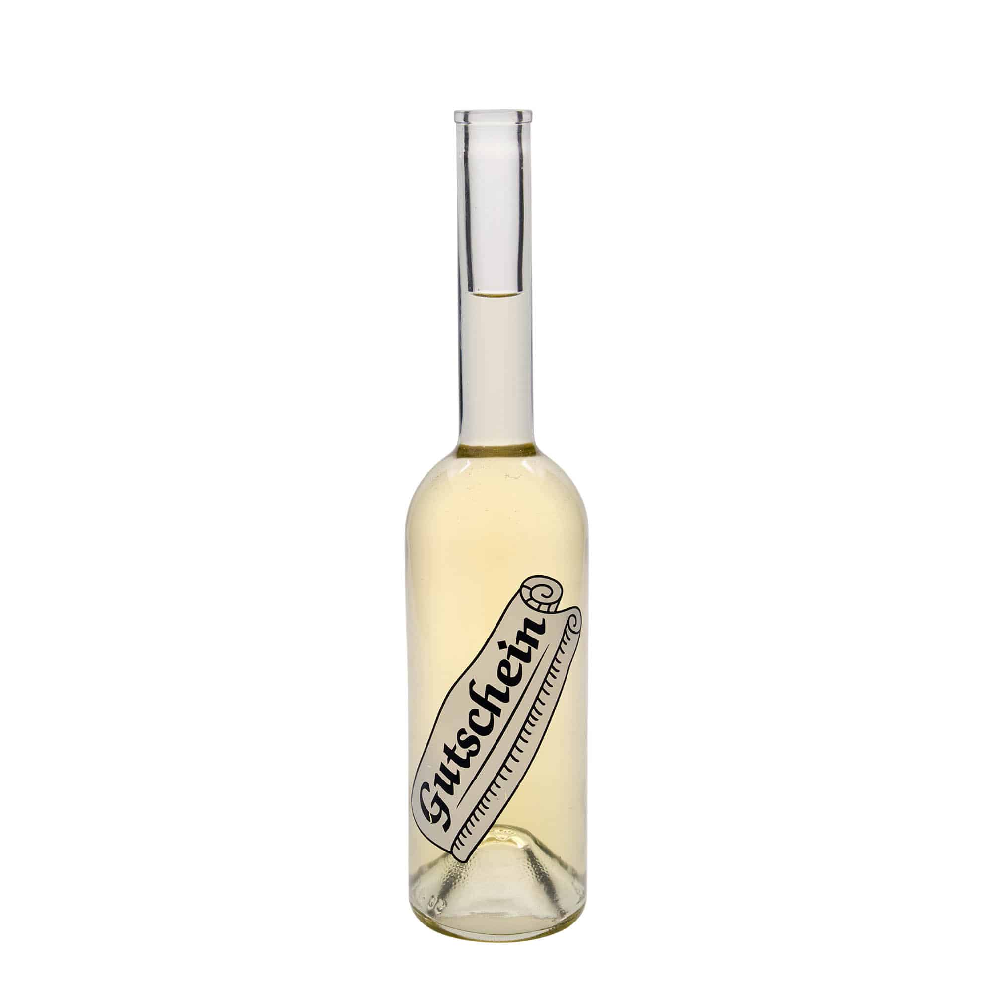 Skleněná lahev 500 ml 'Opera', motiv: Poukázka, uzávěr: korek