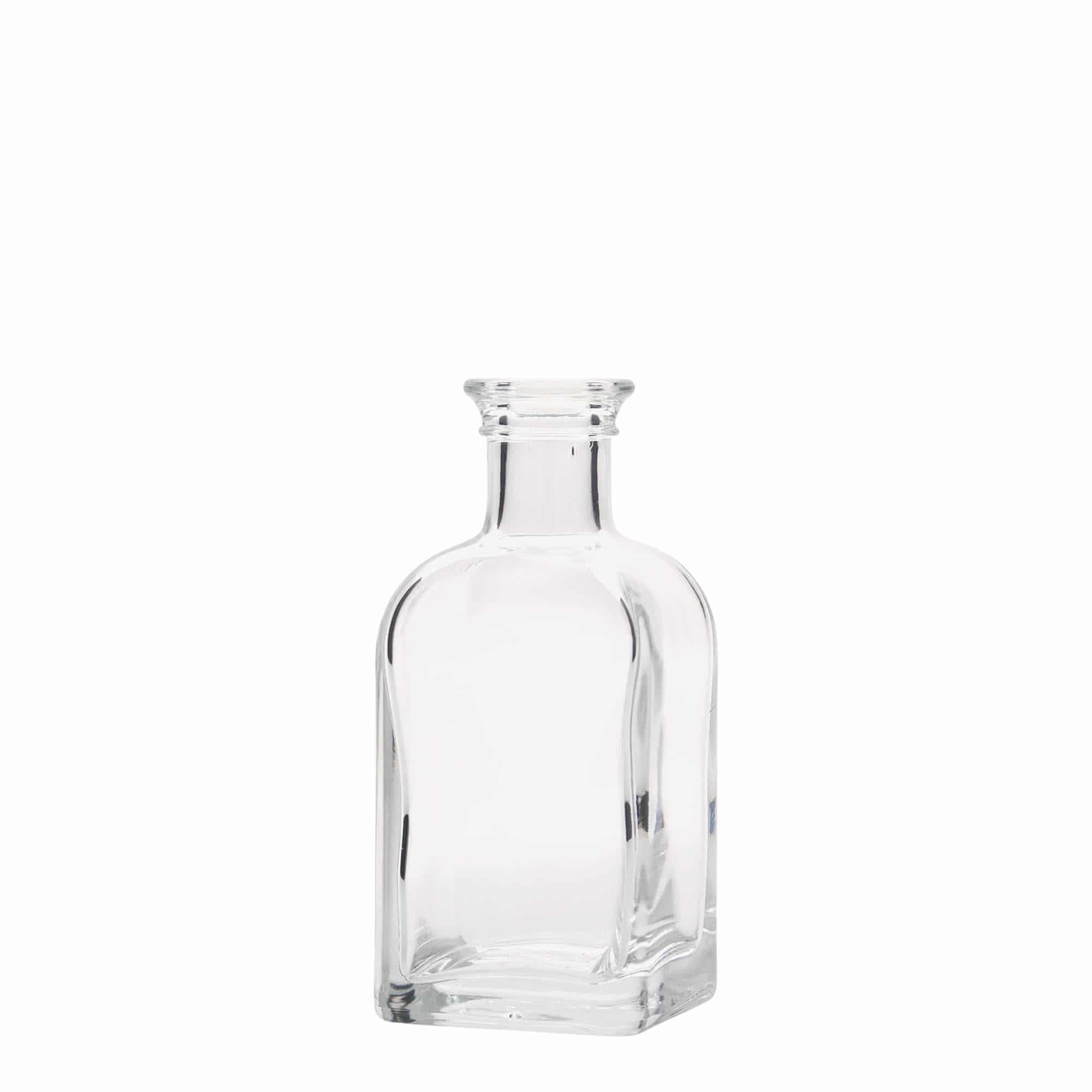 Skleněná lahev 100 ml lékárenská Carré, hranatá, uzávěr: korek