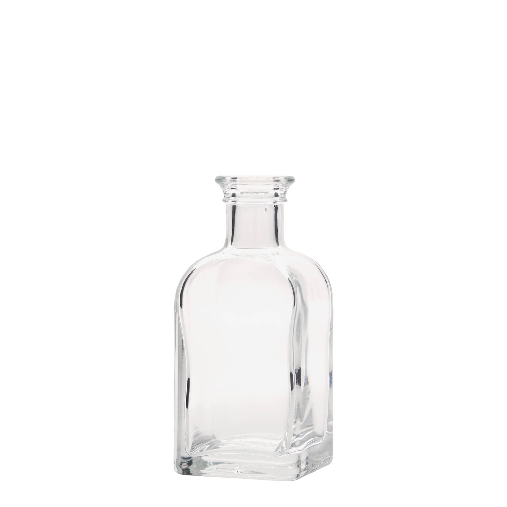 100 ml skleněná lahvička Apotheker Carré, čtvercová, hrdlo: korek