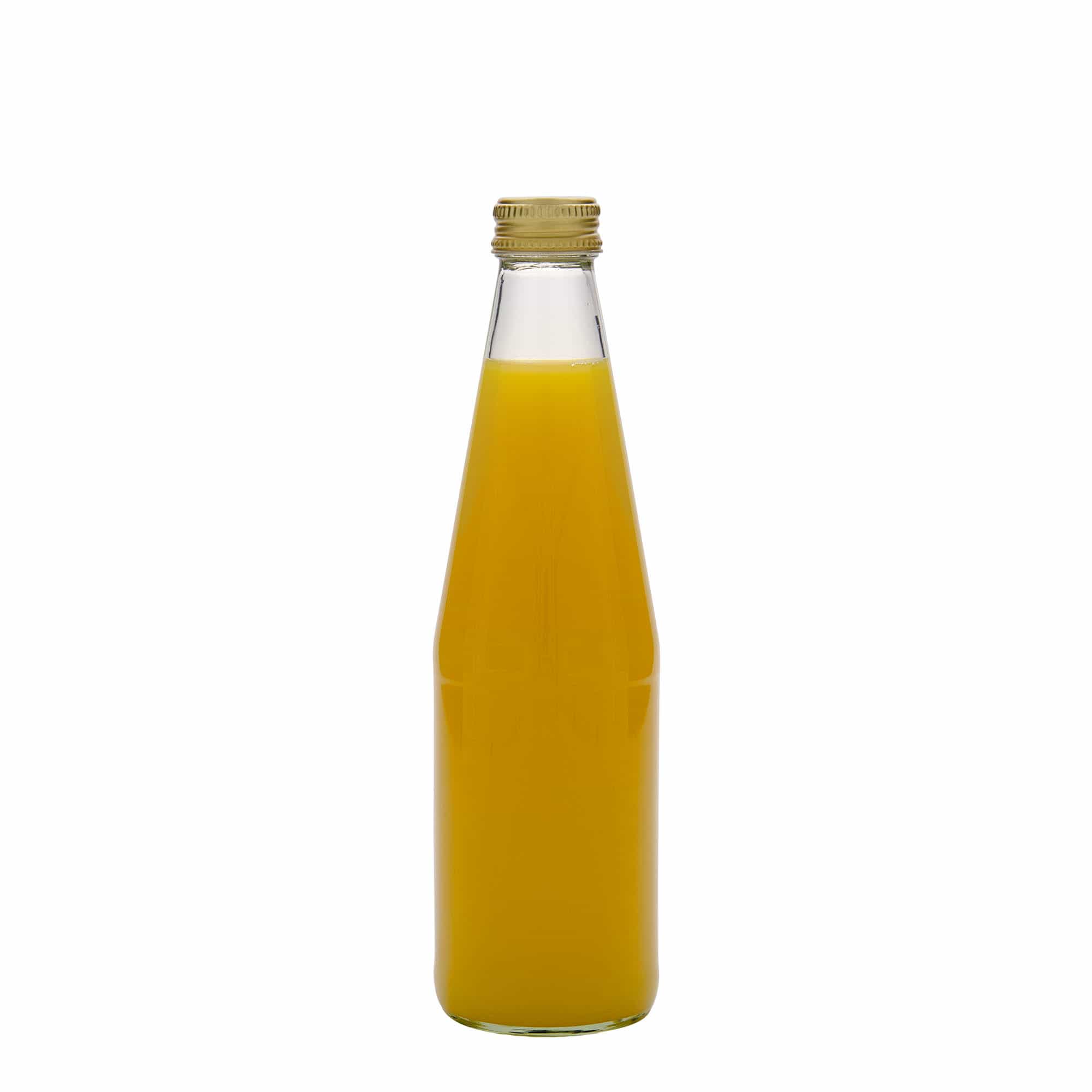 330 ml univerzální láhev ve tvaru mrkve, sklo, hrdlo: PP 28