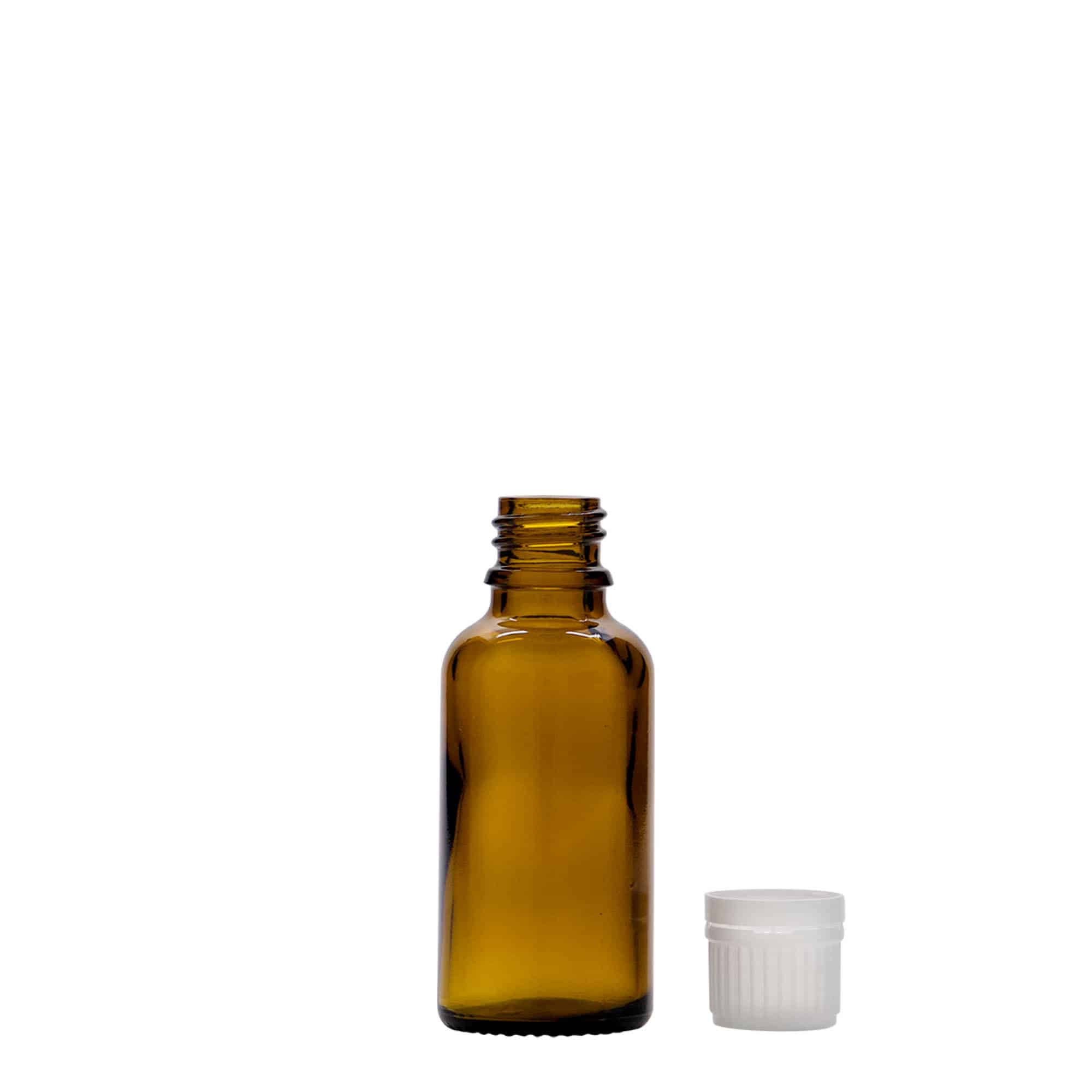 30 ml lékovka, sklo, hnědá, hrdlo: DIN 18