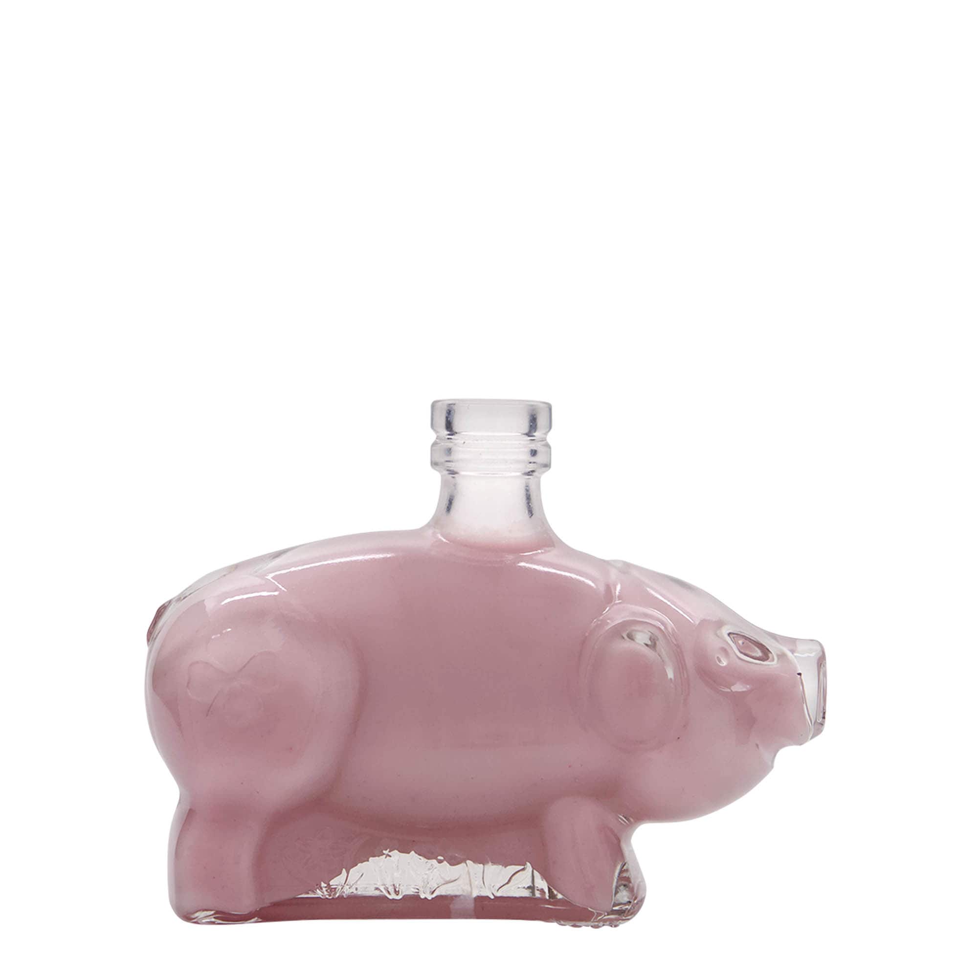 200 ml skleněná láhev 'Štěstí prasátko', hrdlo: korek