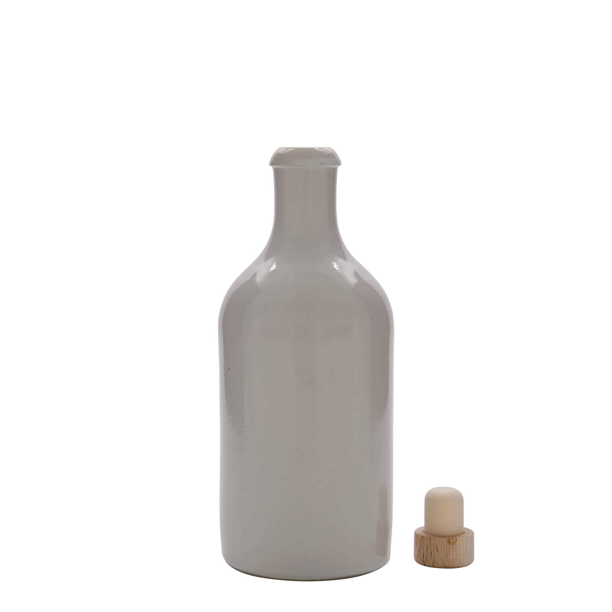 500 ml keramický džbán, kamenina, bílý, hrdlo: korek