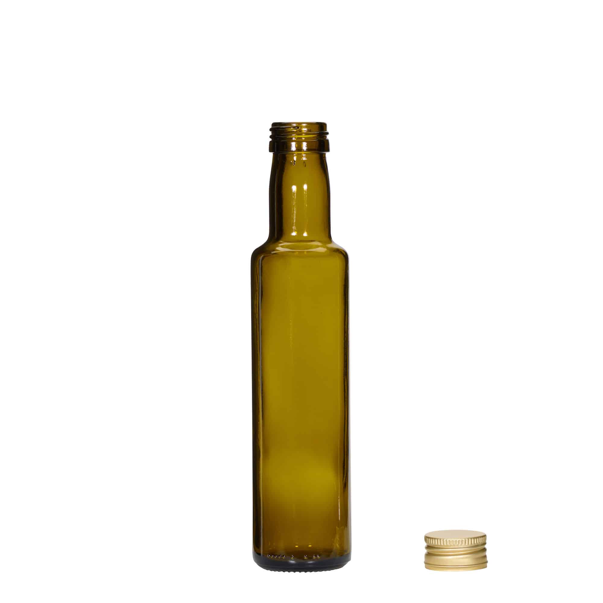 Skleněná lahev 250 ml 'Dorica', starožitná zelená, uzávěr: PP 31,5