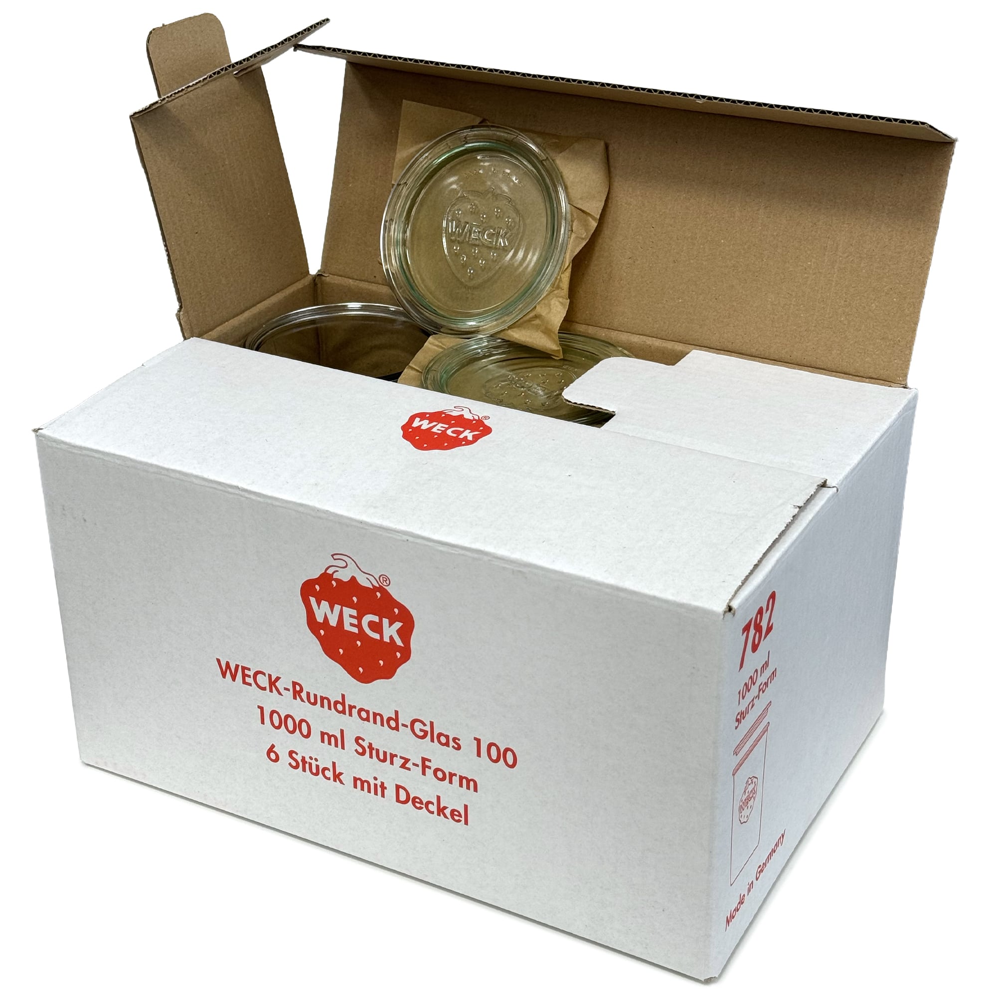 6x 1000 ml WECK zavařovací sklenice se skleněným víčkem RR 100