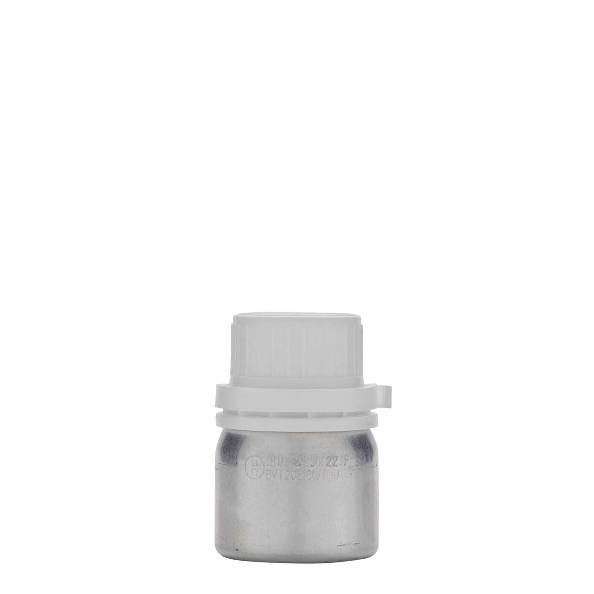 50 ml hliníková láhev, kov, stříbrná, hrdlo: DIN 32