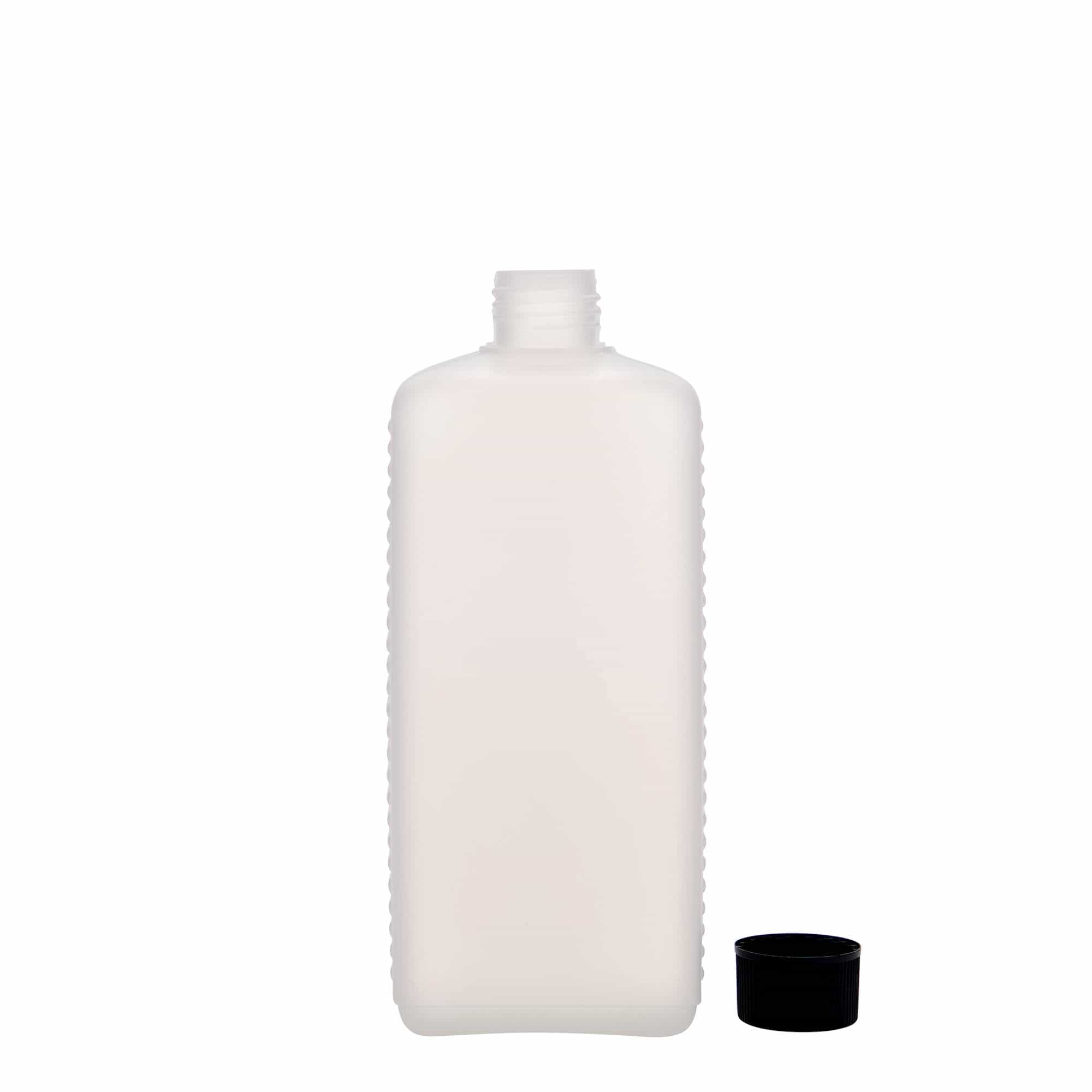 Kanystr 500 ml, hranatý, plast HDPE, přírodní, uzávěr: DIN 25 EPE