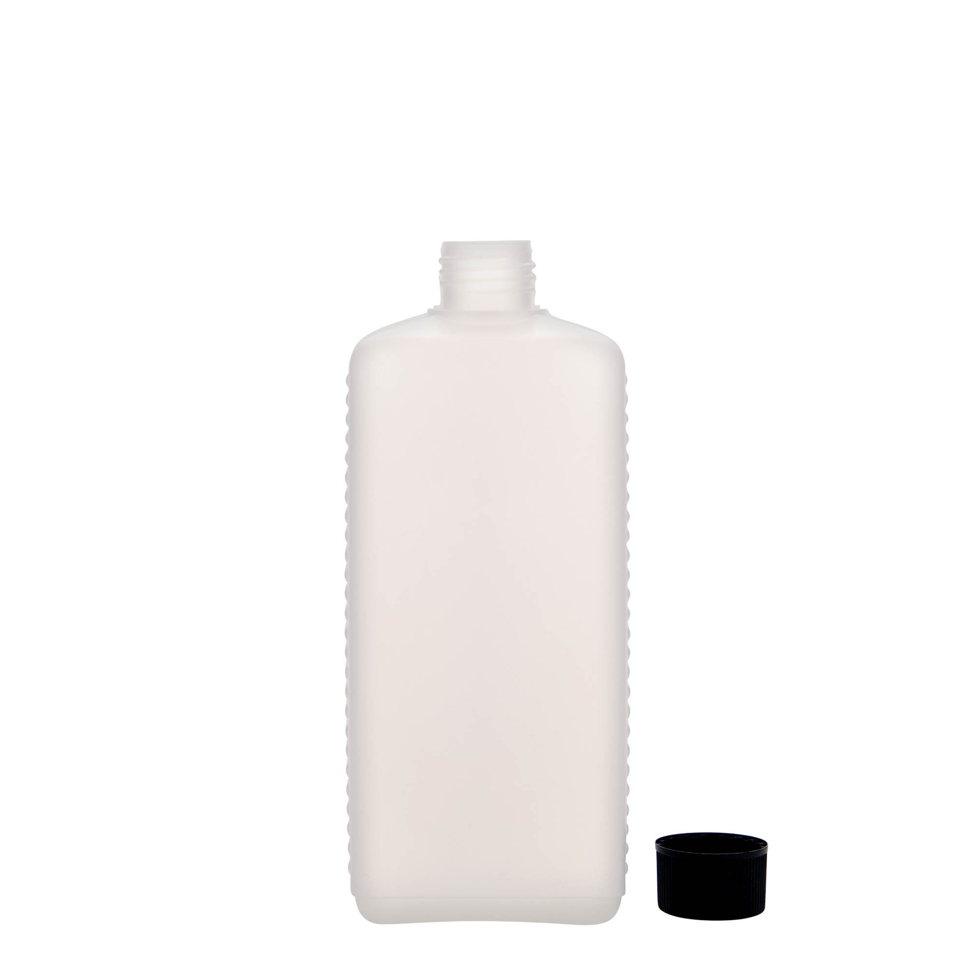 500 ml kanystrová láhev, obdélníková, HDPE plast, přírodní, hrdlo: DIN 25 EPE