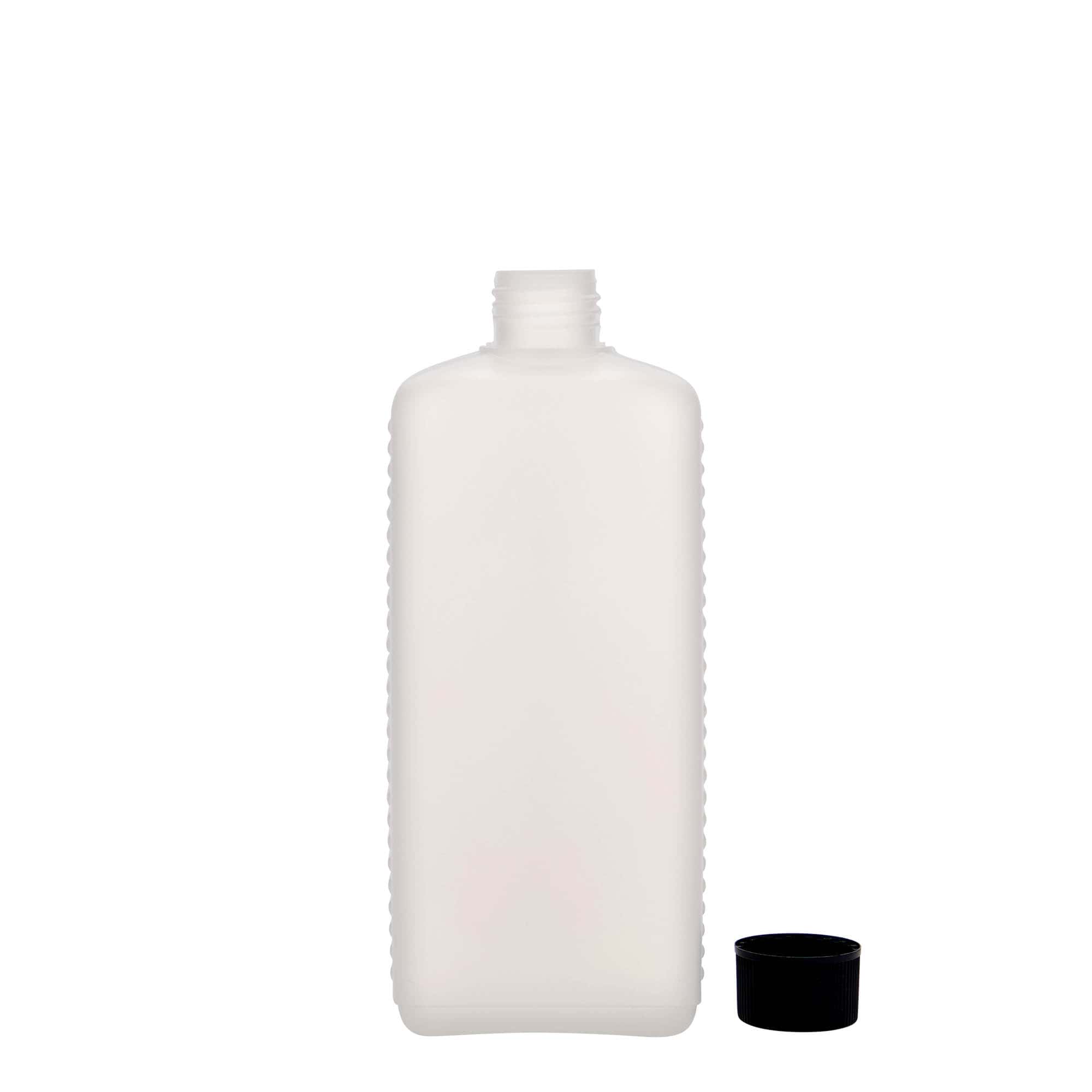 500 ml kanystrová láhev, obdélníková, HDPE plast, přírodní, hrdlo: DIN 25 EPE