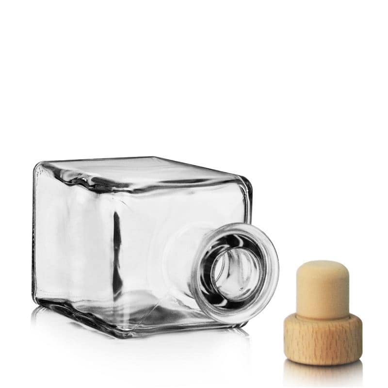 Skleněná lahev 200 ml 'Kubica', čtvercová, uzávěr: korek