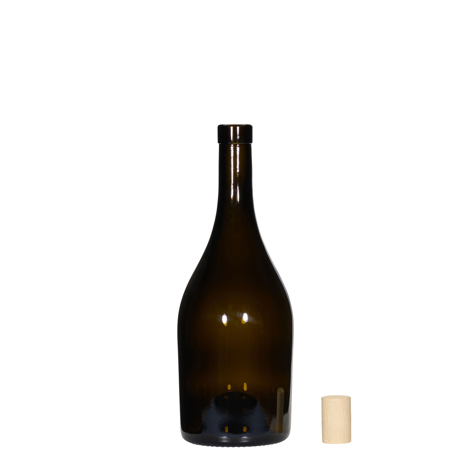 Lahev na víno 750 ml 'Exclusive', starožitná zelená, uzávěr: korek