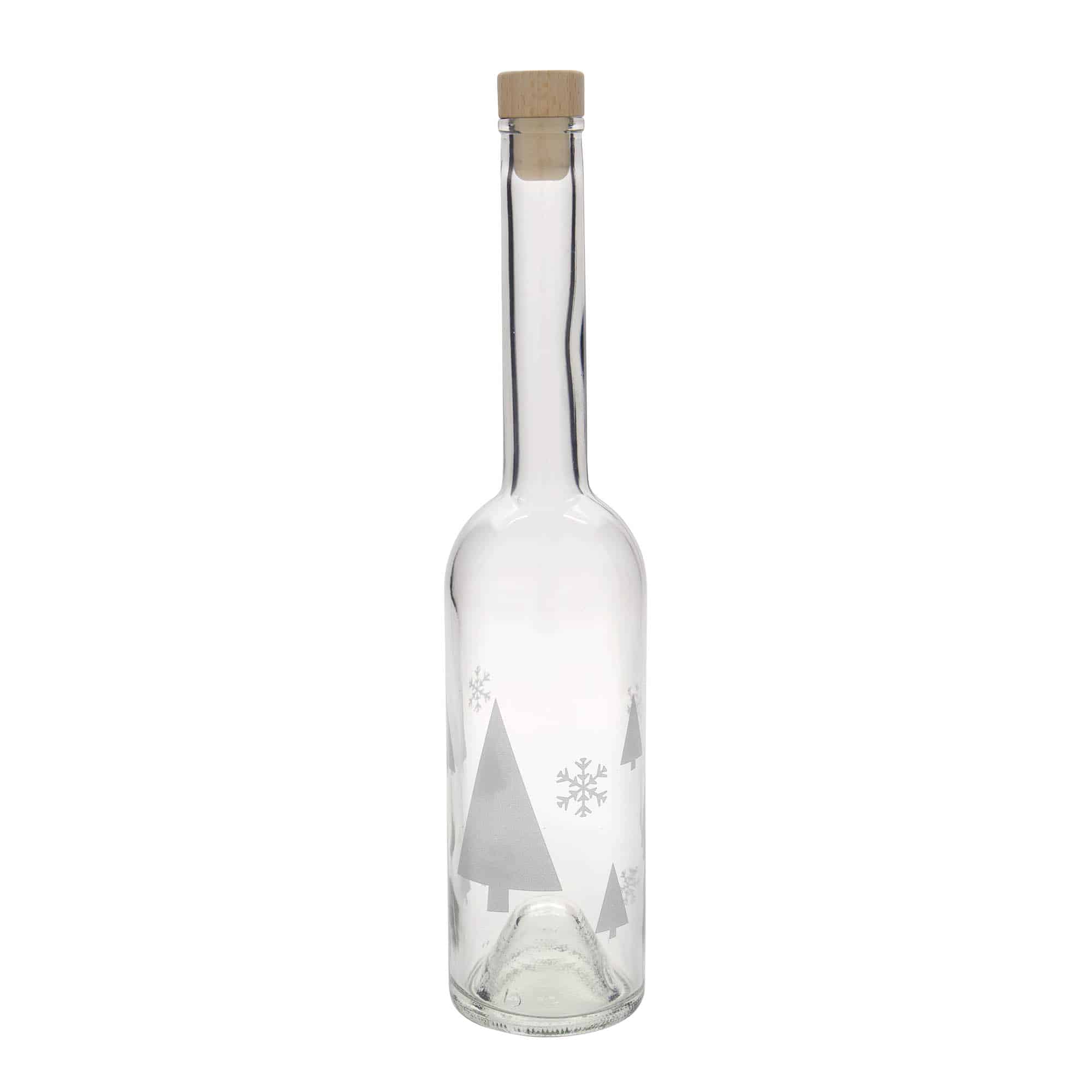 Skleněná lahev 500 ml 'Opera', motiv: Sněhové vločky, uzávěr: korek