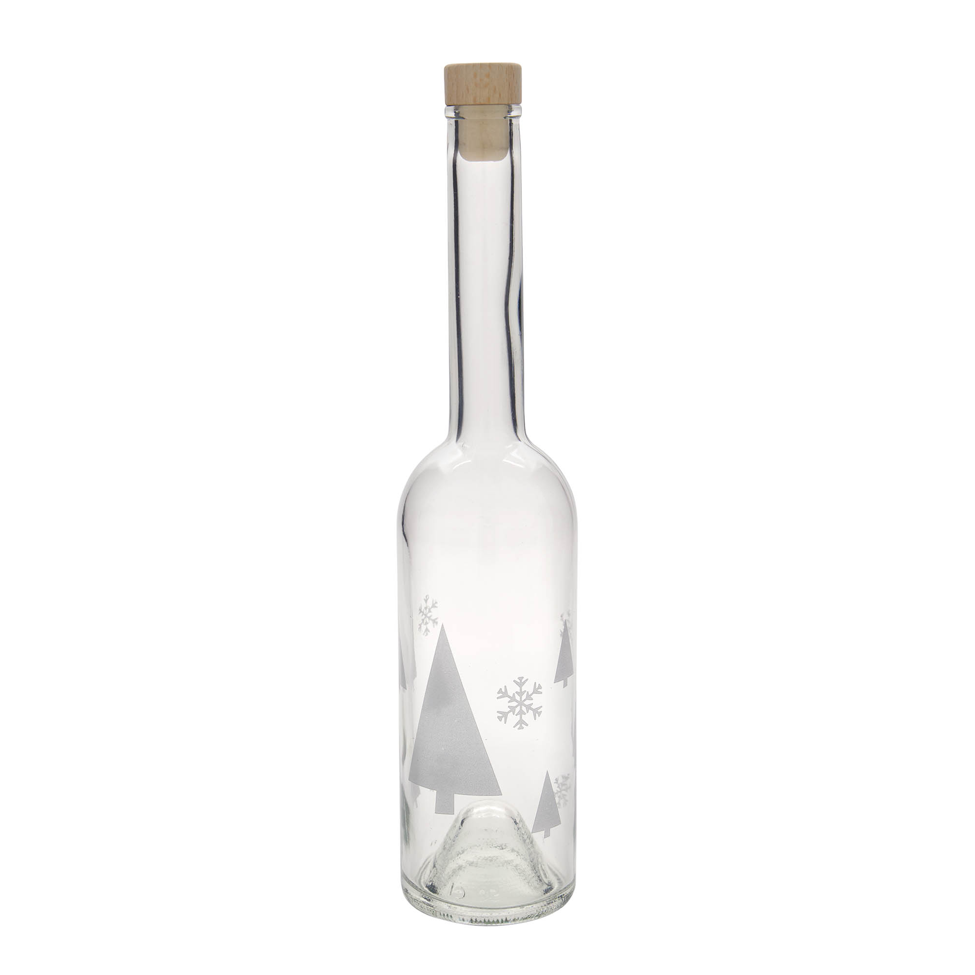 500 ml skleněná láhev 'Opera', motiv: sněhové vločky, hrdlo: korek