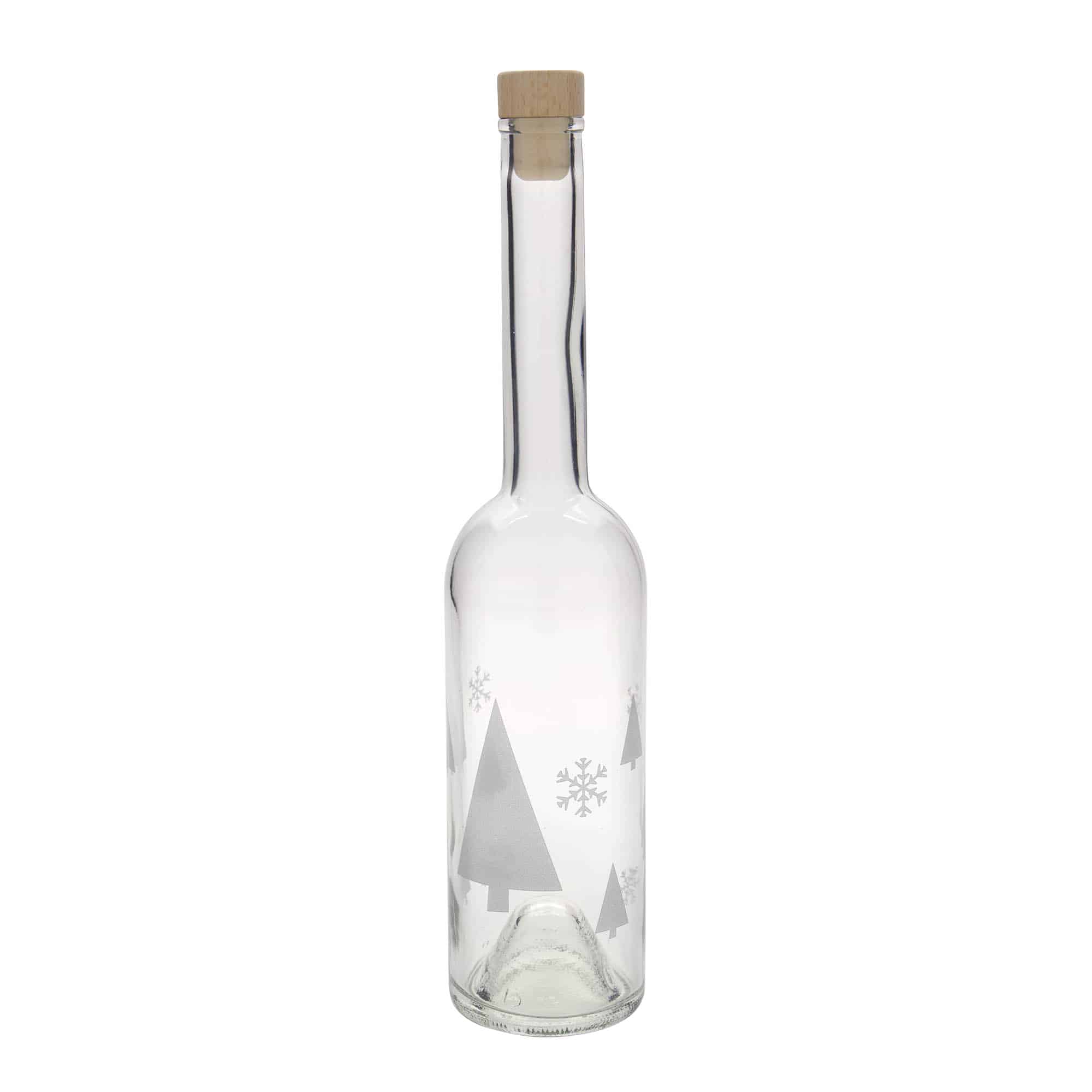 500 ml skleněná láhev 'Opera', motiv: sněhové vločky, hrdlo: korek