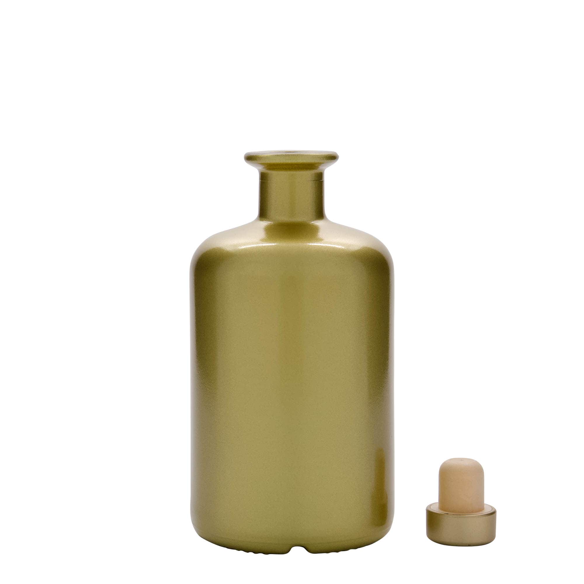 500 ml lékárenská skleněná láhev, zlatá, hrdlo: korek