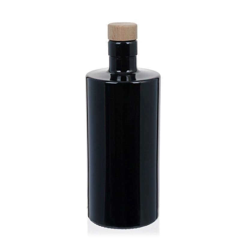 Skleněná lahev 500 ml 'Carla', černá, uzávěr: korek