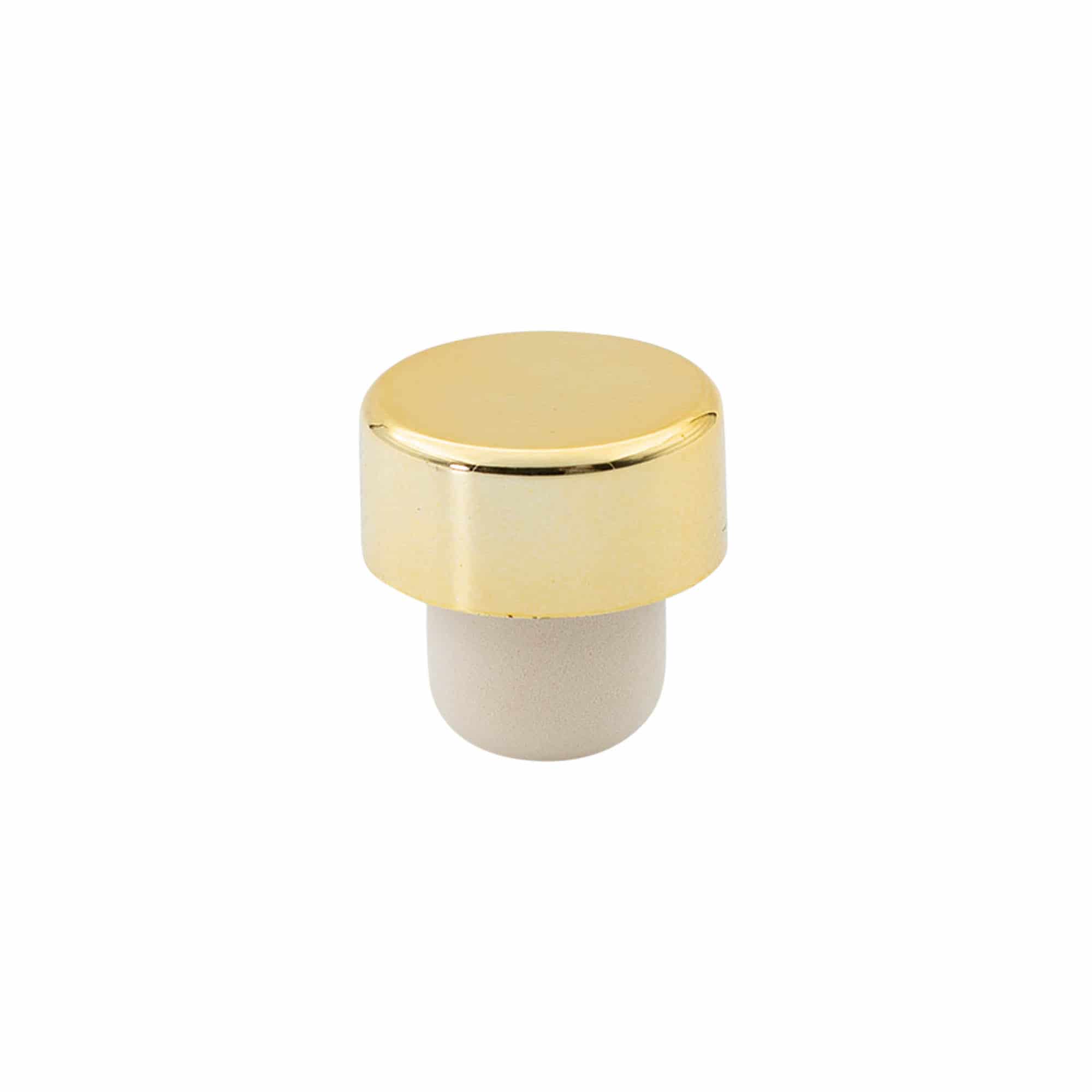 Korek s úchytem 19 mm, plast, zlatý, pro uzávěr: korek Korek s úchytem 19 mm, plast, zlatý, pro uzávěr: korek