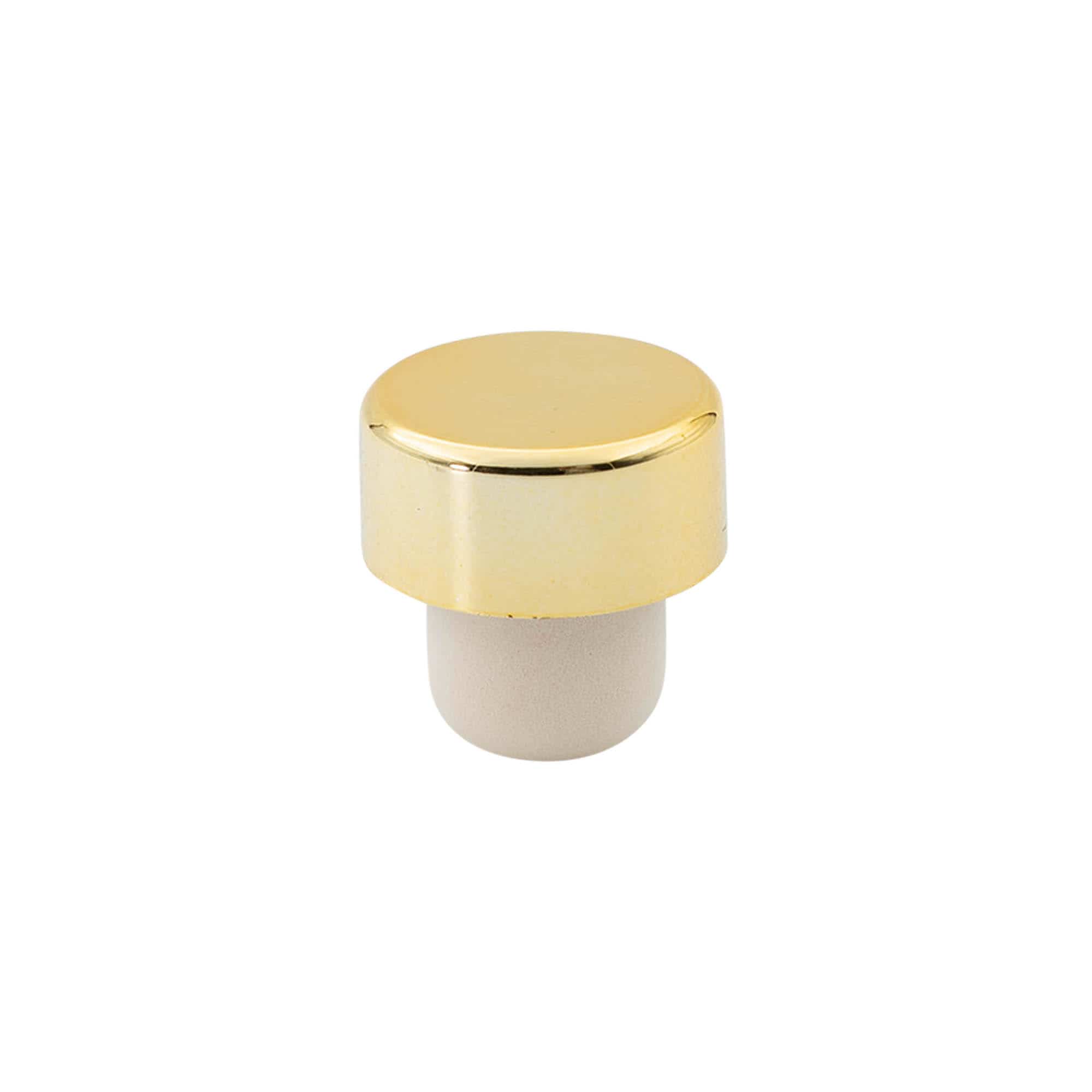Rukojeťový korek 19 mm, plast, zlatý, pro hrdlo: korek