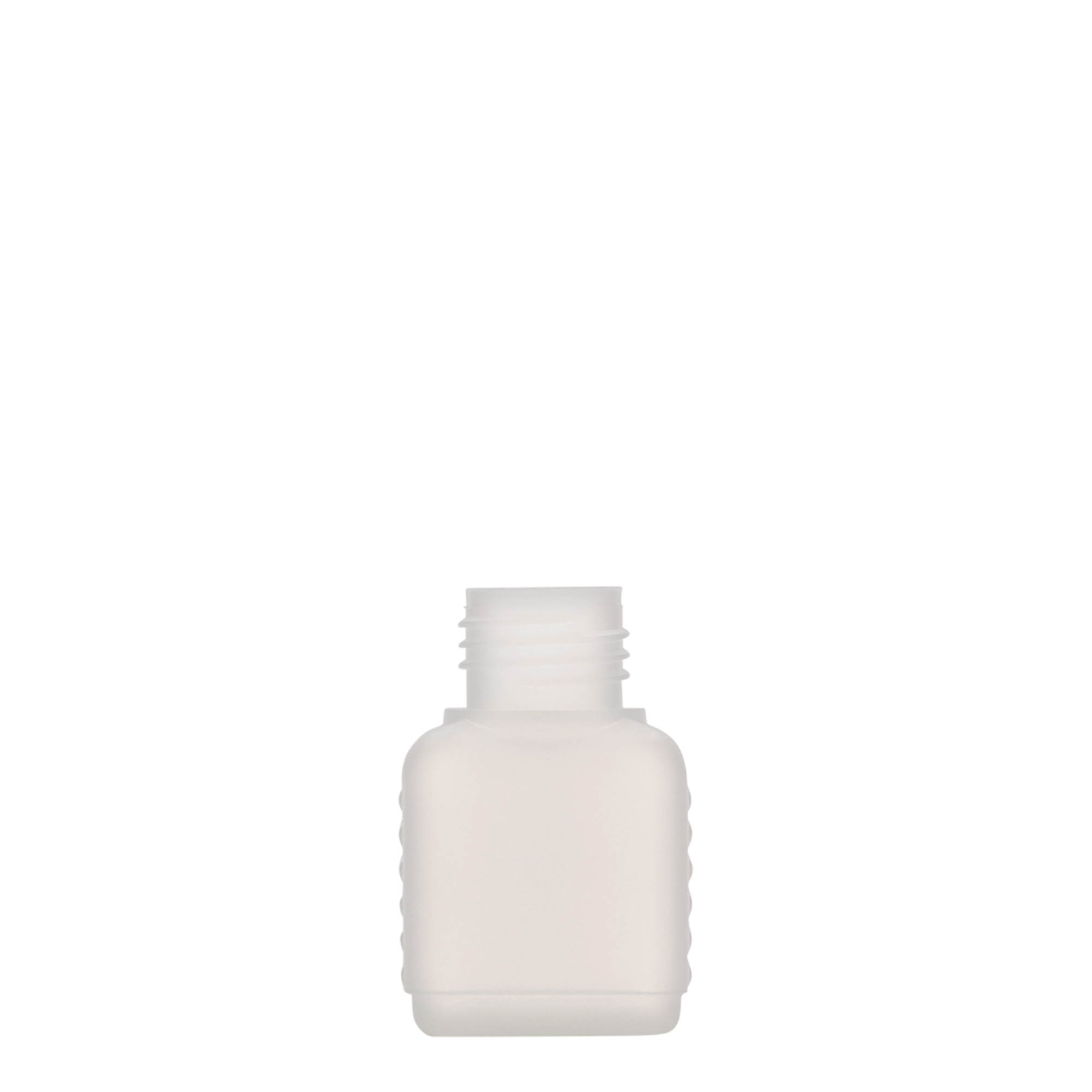 50 ml kanystrová láhev, obdélníková, plast HDPE, přírodní, hrdlo: DIN 25 50 ml kanystrová láhev, obdélníková, plast HDPE, přírodní, hrdlo: DIN 25