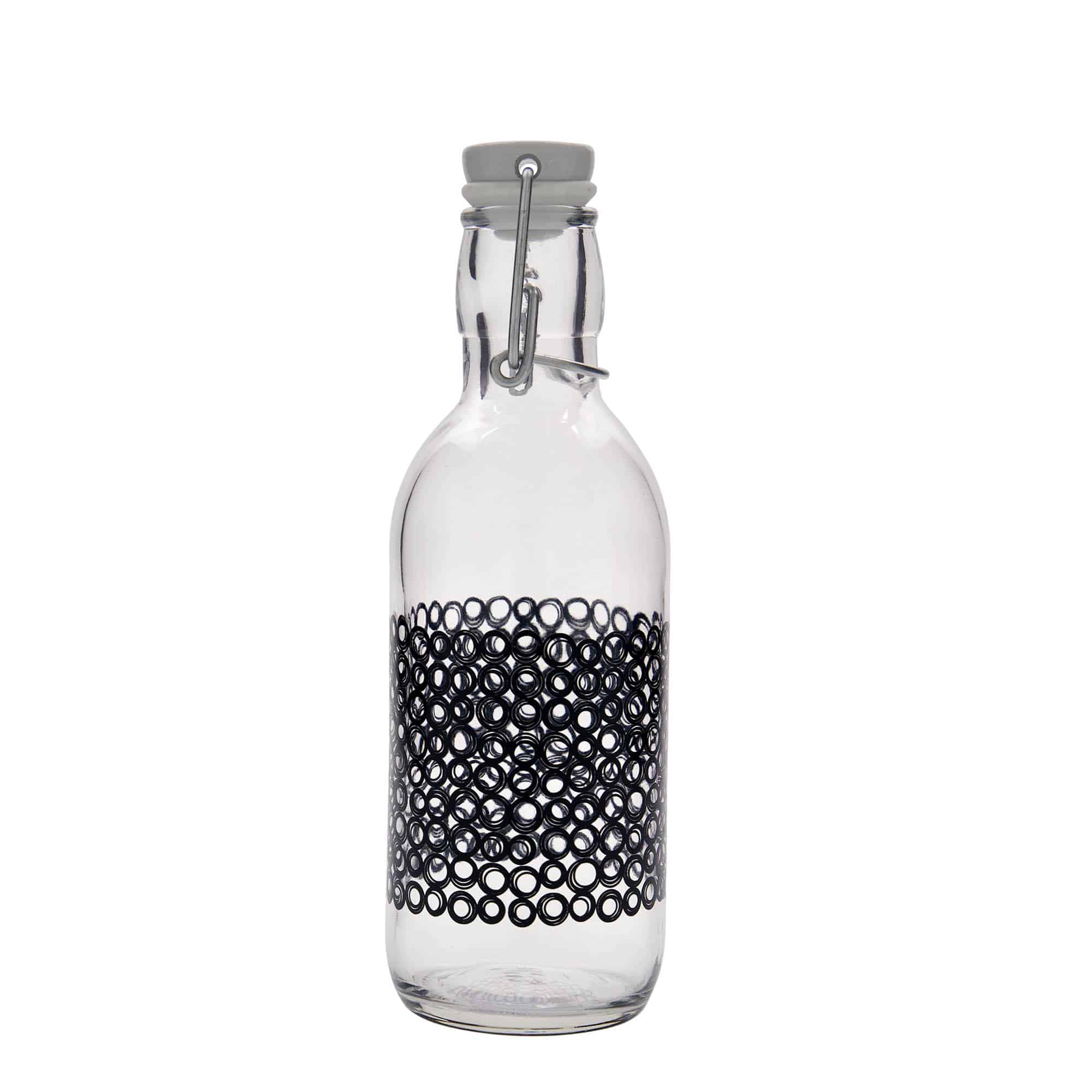 Skleněná lahev 500 ml 'Emilia', motiv: Circola nero, uzávěr: třmenový uzávěr