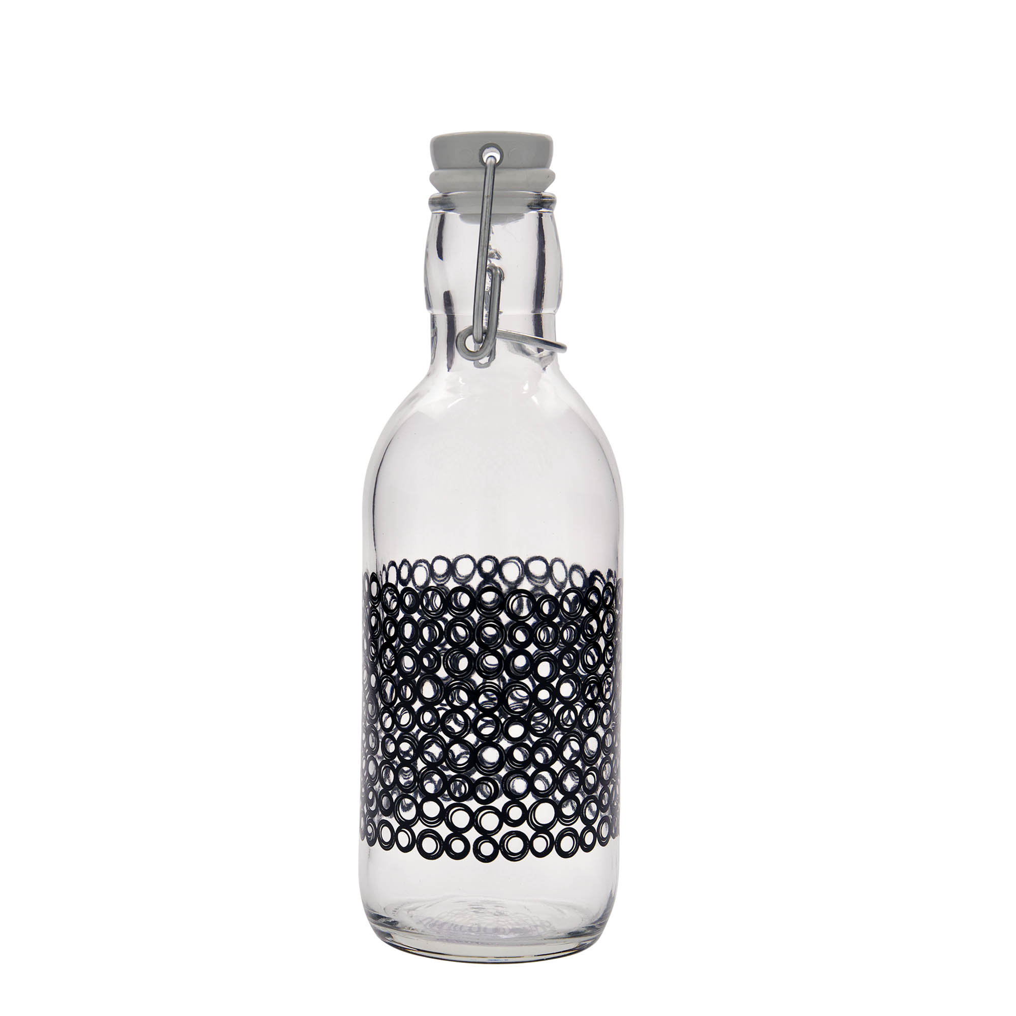 500 ml skleněná láhev 'Emilia', motiv: Circola nero, hrdlo: uzávěr na pákový klip 500 ml skleněná láhev 'Emilia', motiv: Circola nero, hrdlo: uzávěr na pákový klip