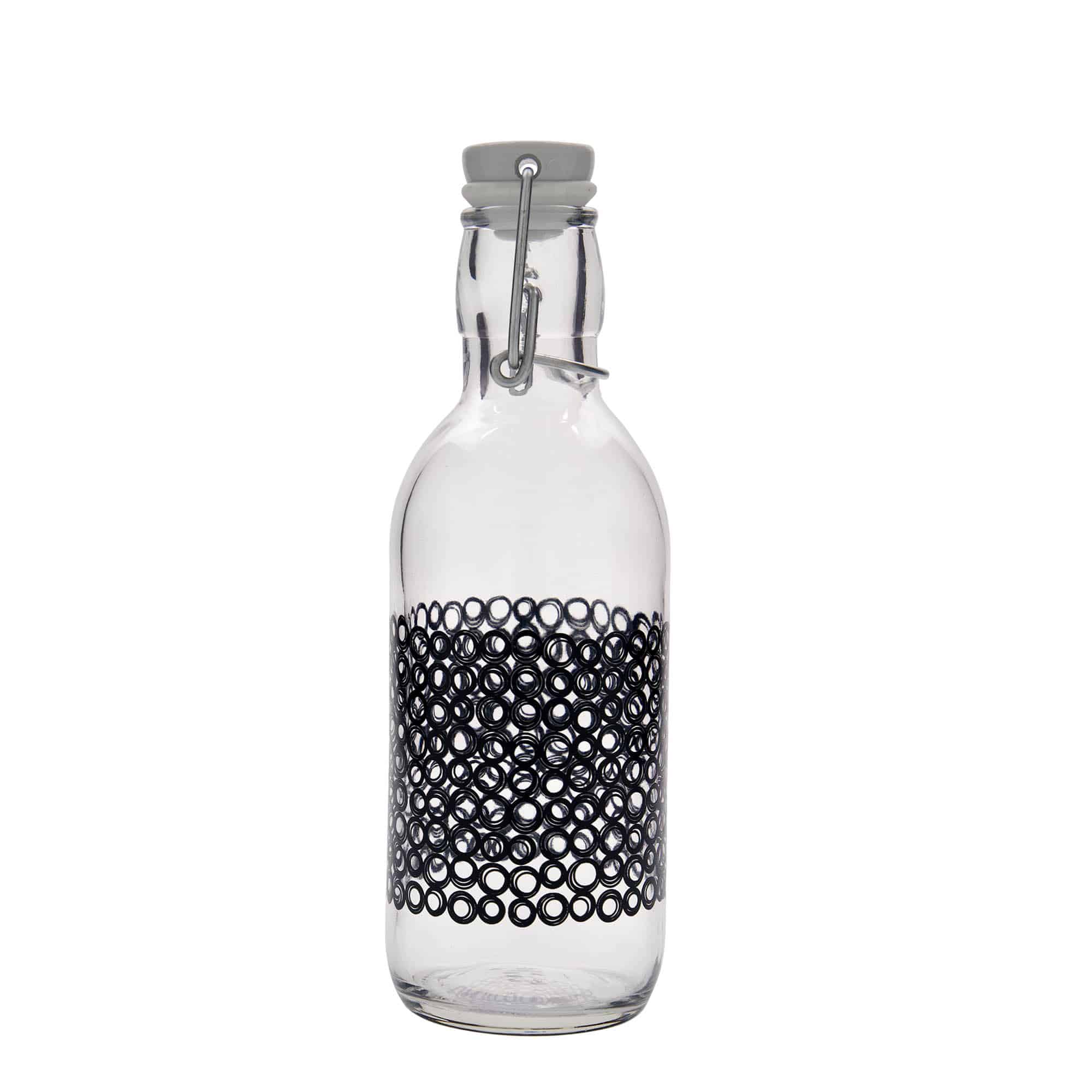 500 ml skleněná láhev „Emilia“, motiv: Circola nero, hrdlo: uzávěr na pákový klip