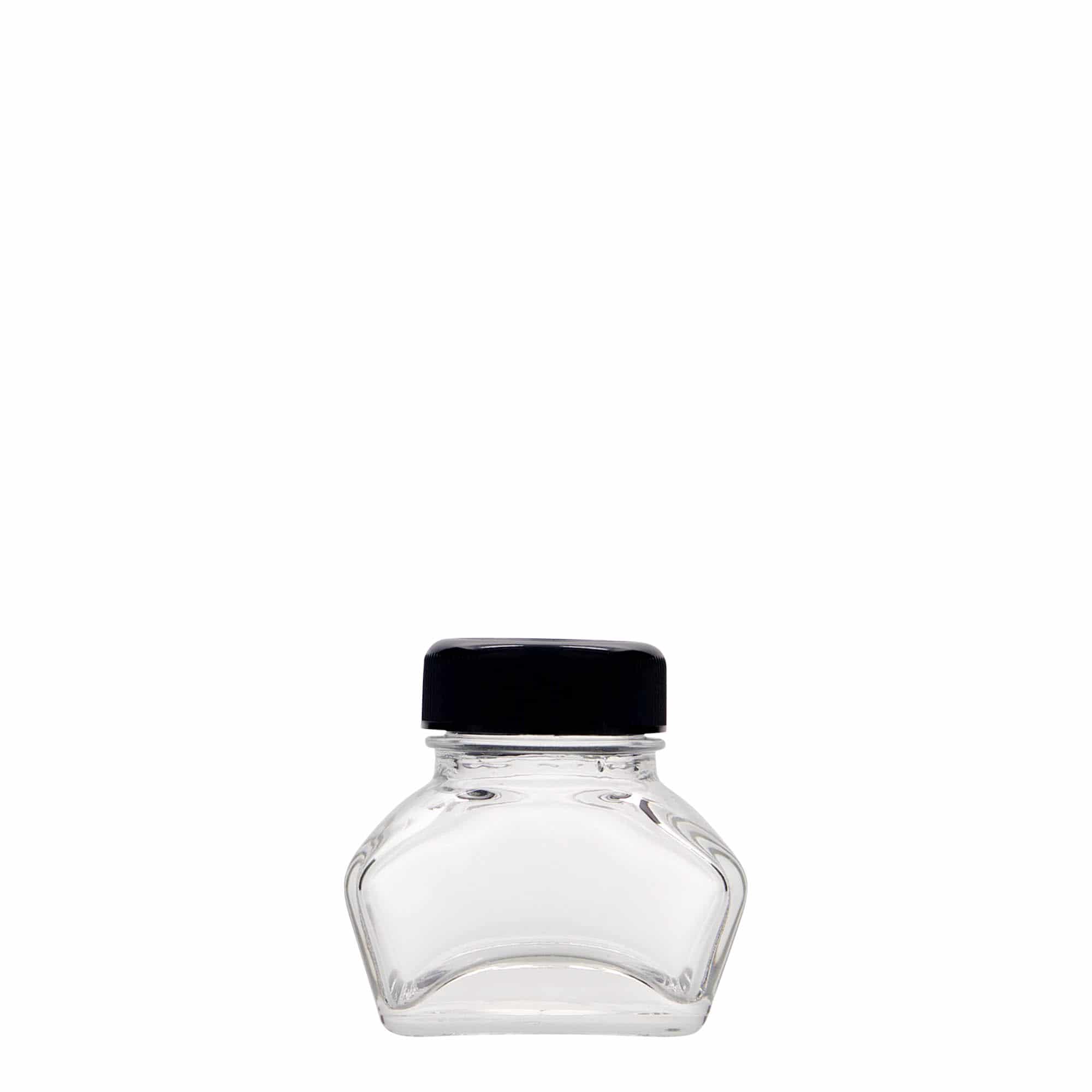 Sklenička na inkoust 30 ml, hranatá, ústí: šroubovací uzávěr