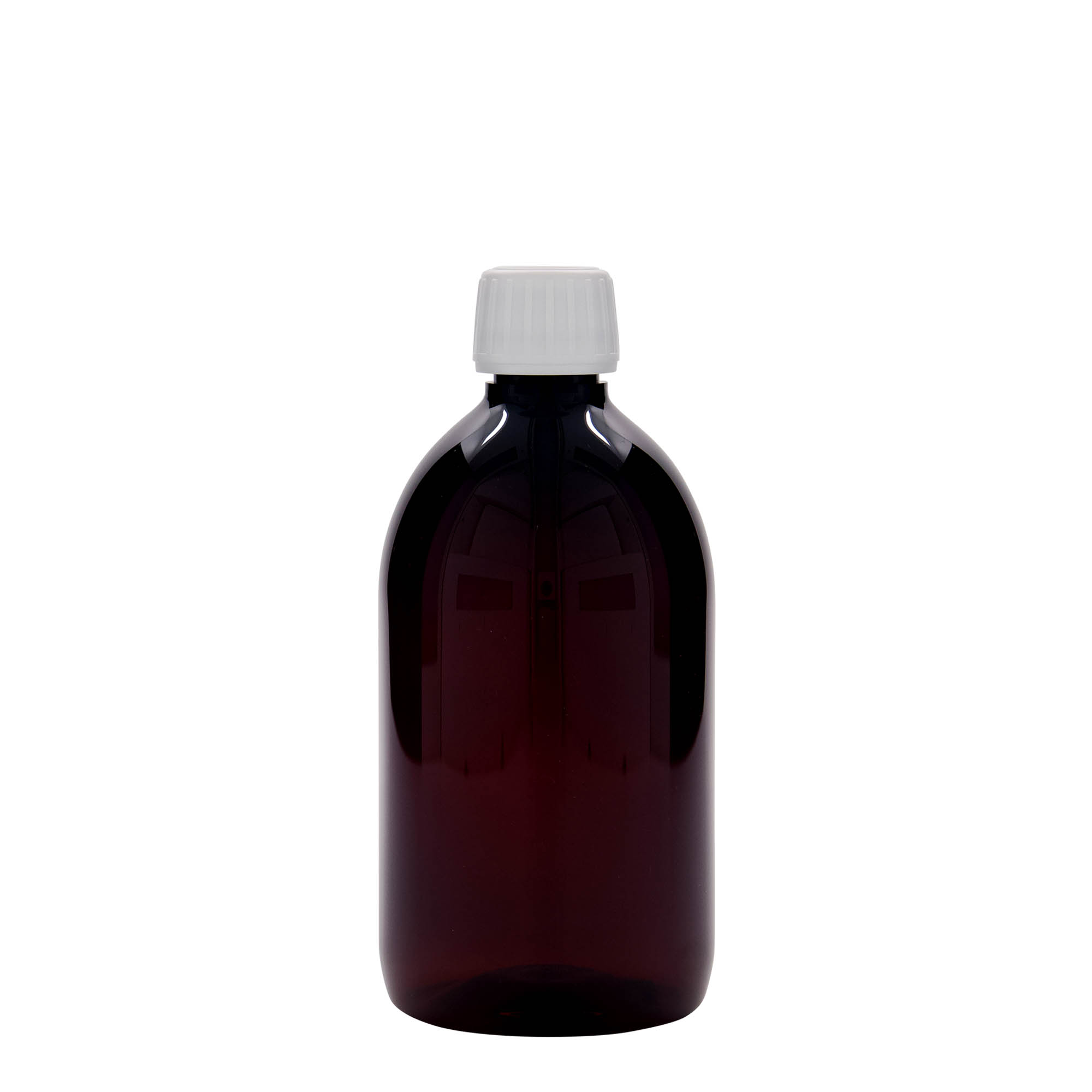 500 ml PET lékovka, hnědá, plast, hrdlo: PP 28