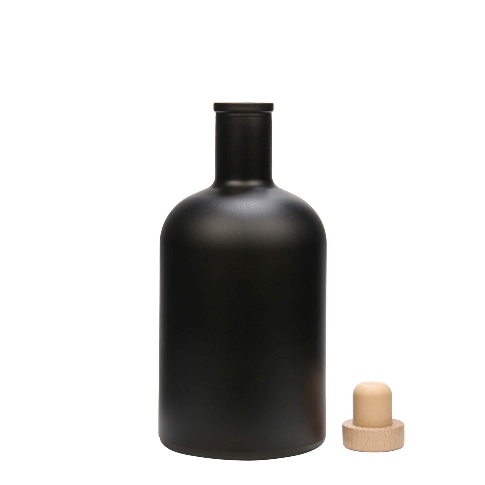 700 ml skleněná láhev 'Gerardino', černá, hrdlo: korek