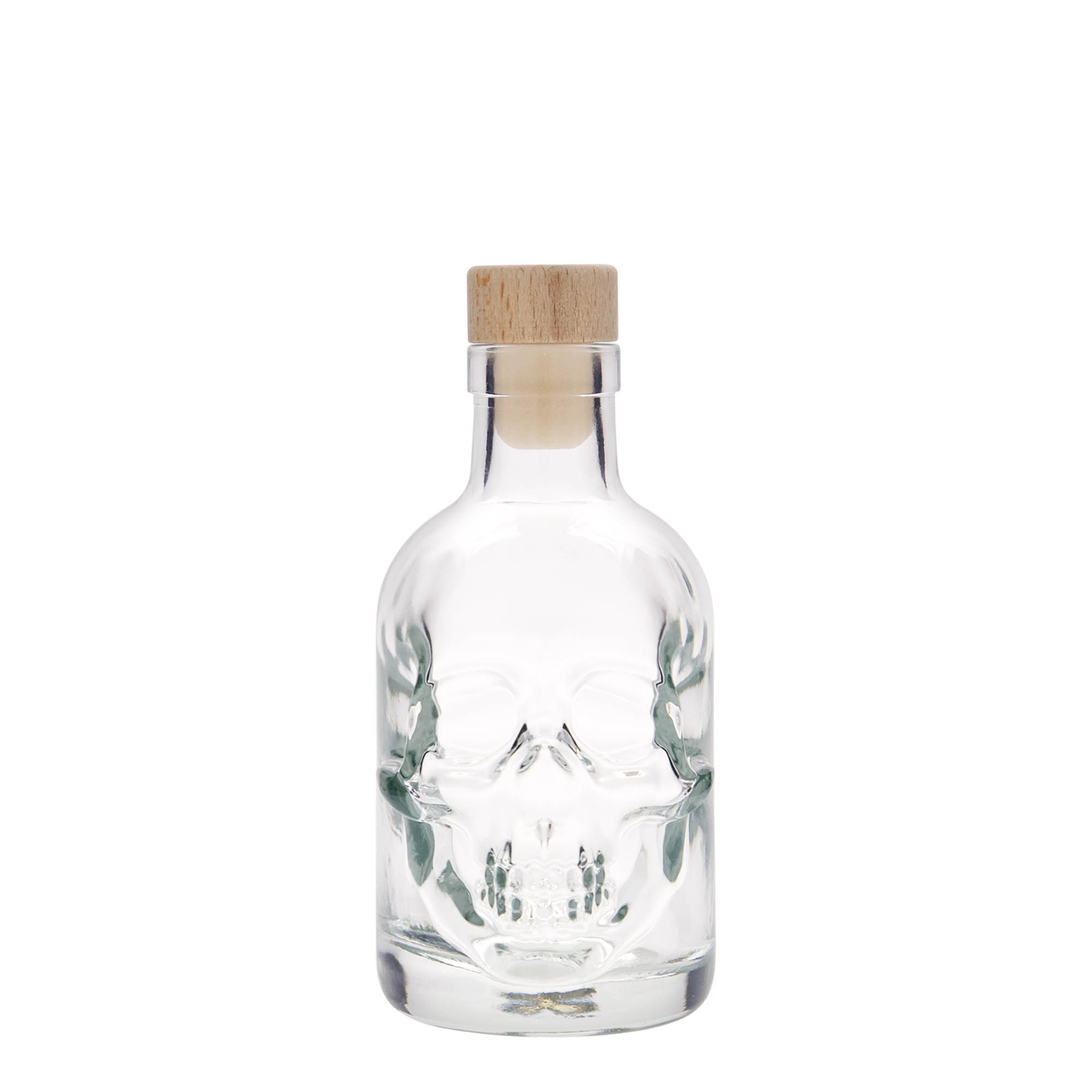 200 ml skleněná láhev 'Lebka', hrdlo: korek