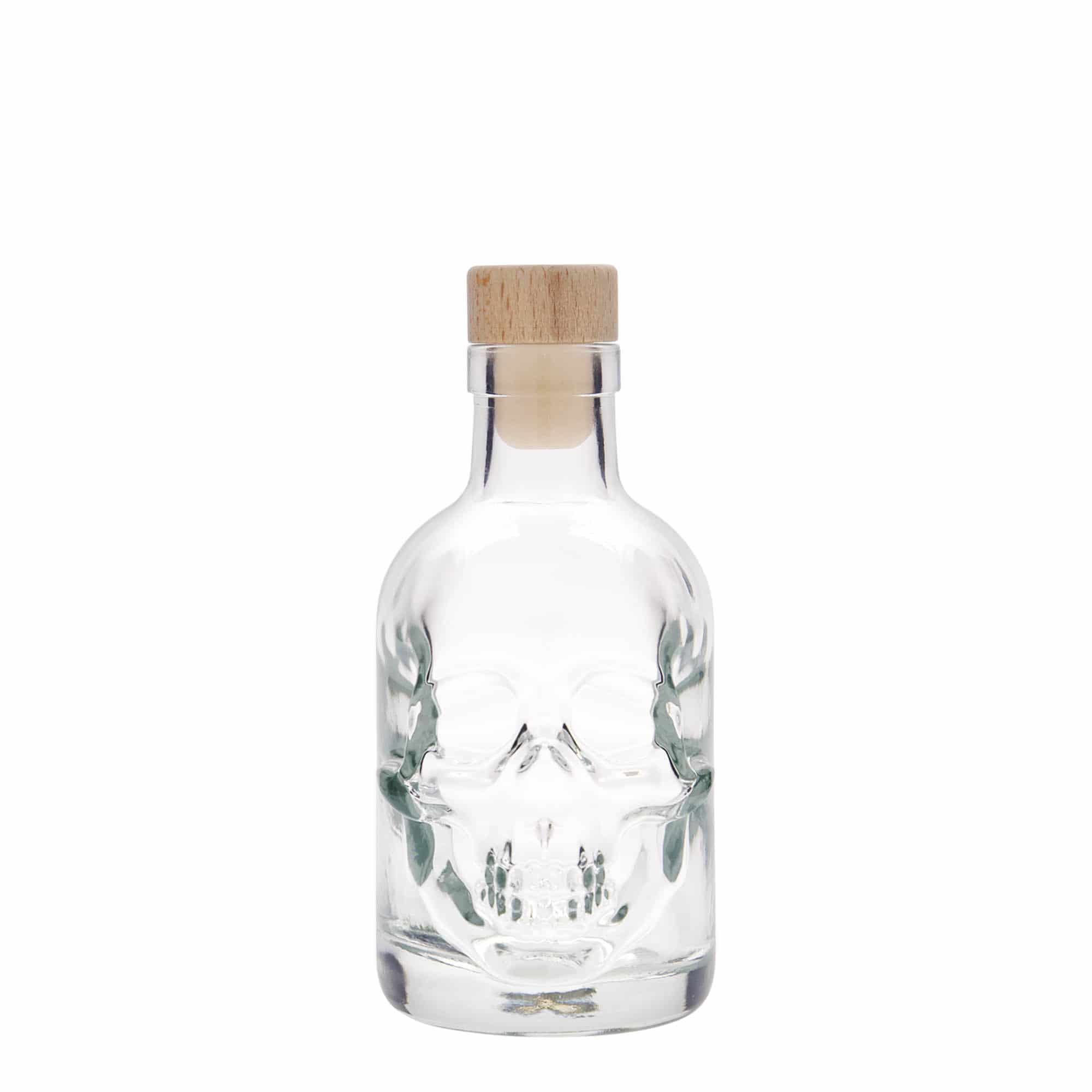 200 ml skleněná láhev 'Lebka', hrdlo: korek