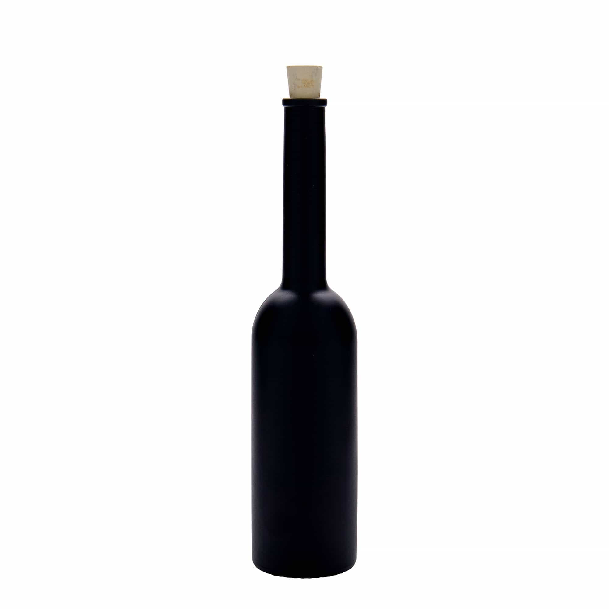 200 ml skleněná láhev „Opera“, černá, hrdlo: korek