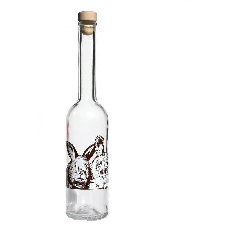500 ml skleněná láhev 'Opera', motiv: králík, hrdlo: korek