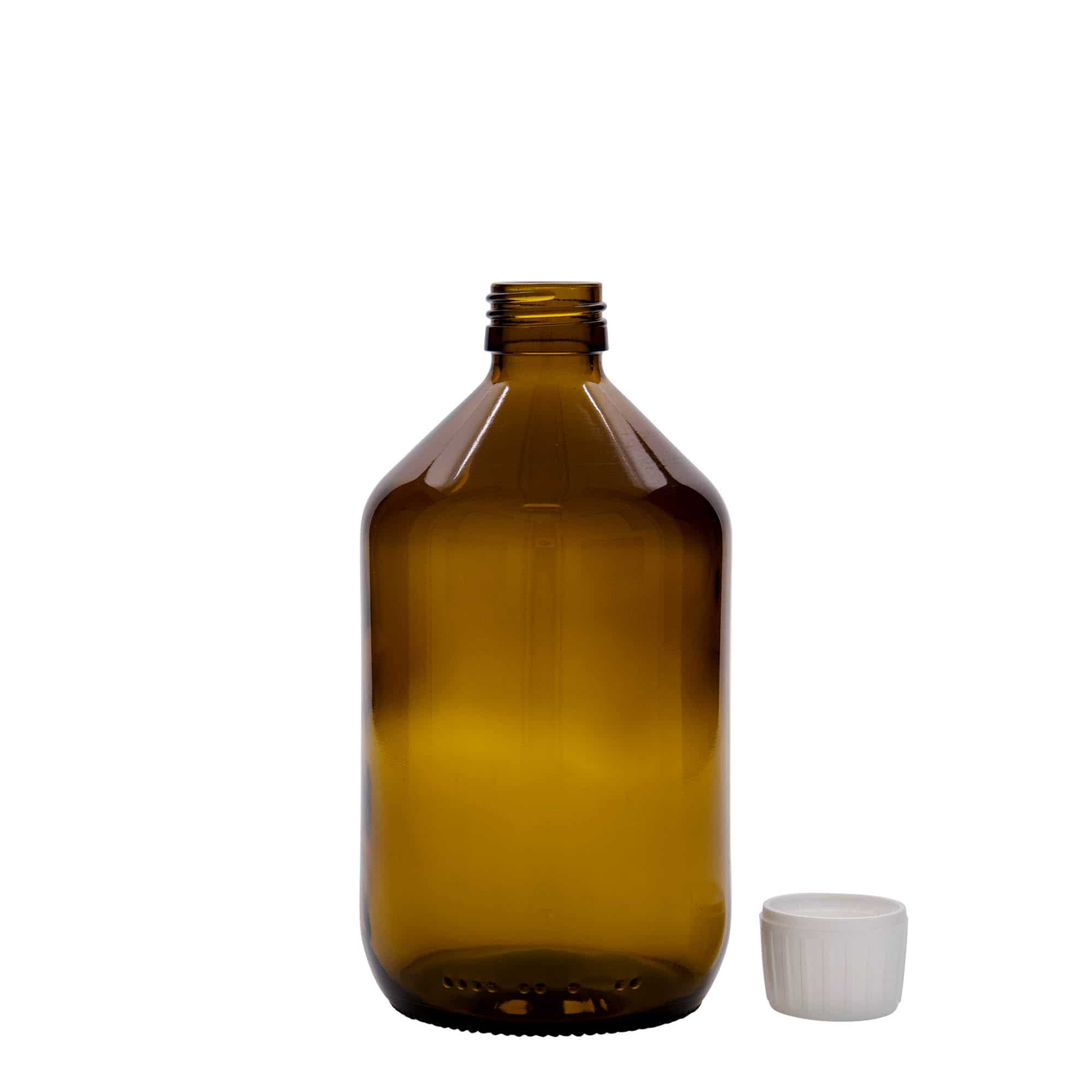 Lékovka 500 ml, hnědá, sklo, ústí: PP 28