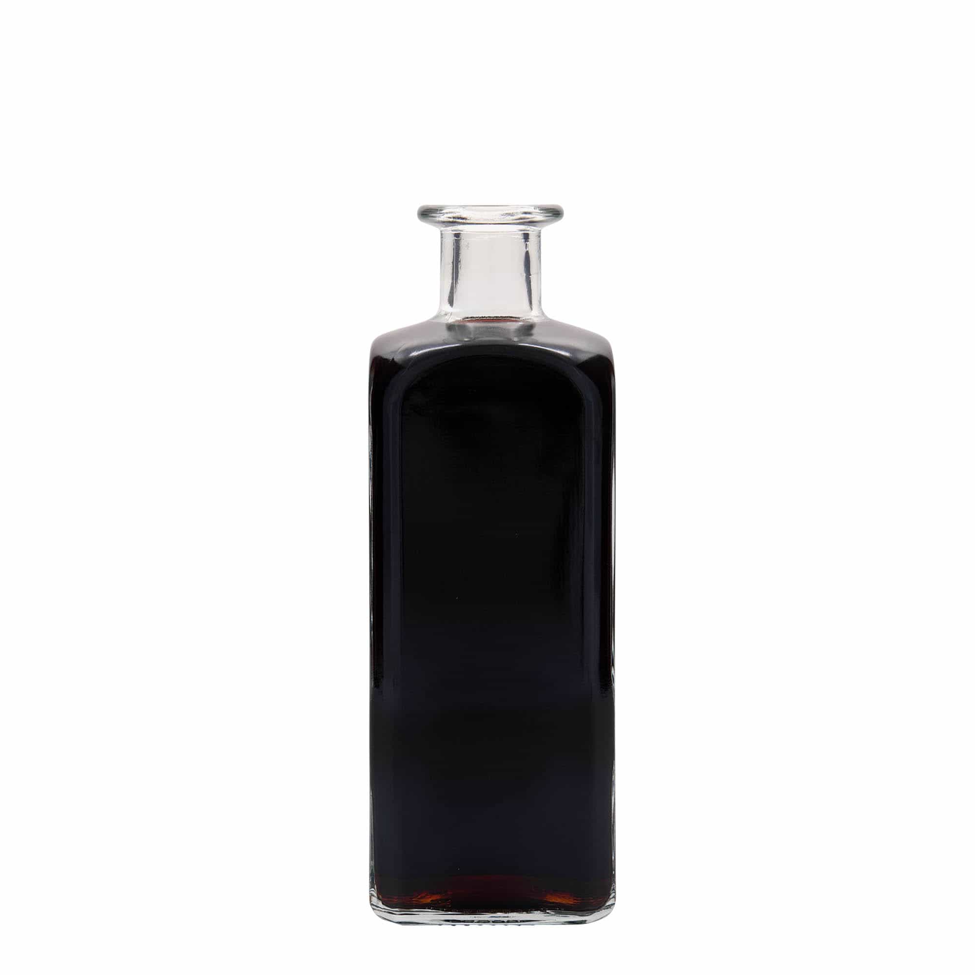 Skleněná lahev 500 ml lékárenská Carré, hranatá, uzávěr: korek
